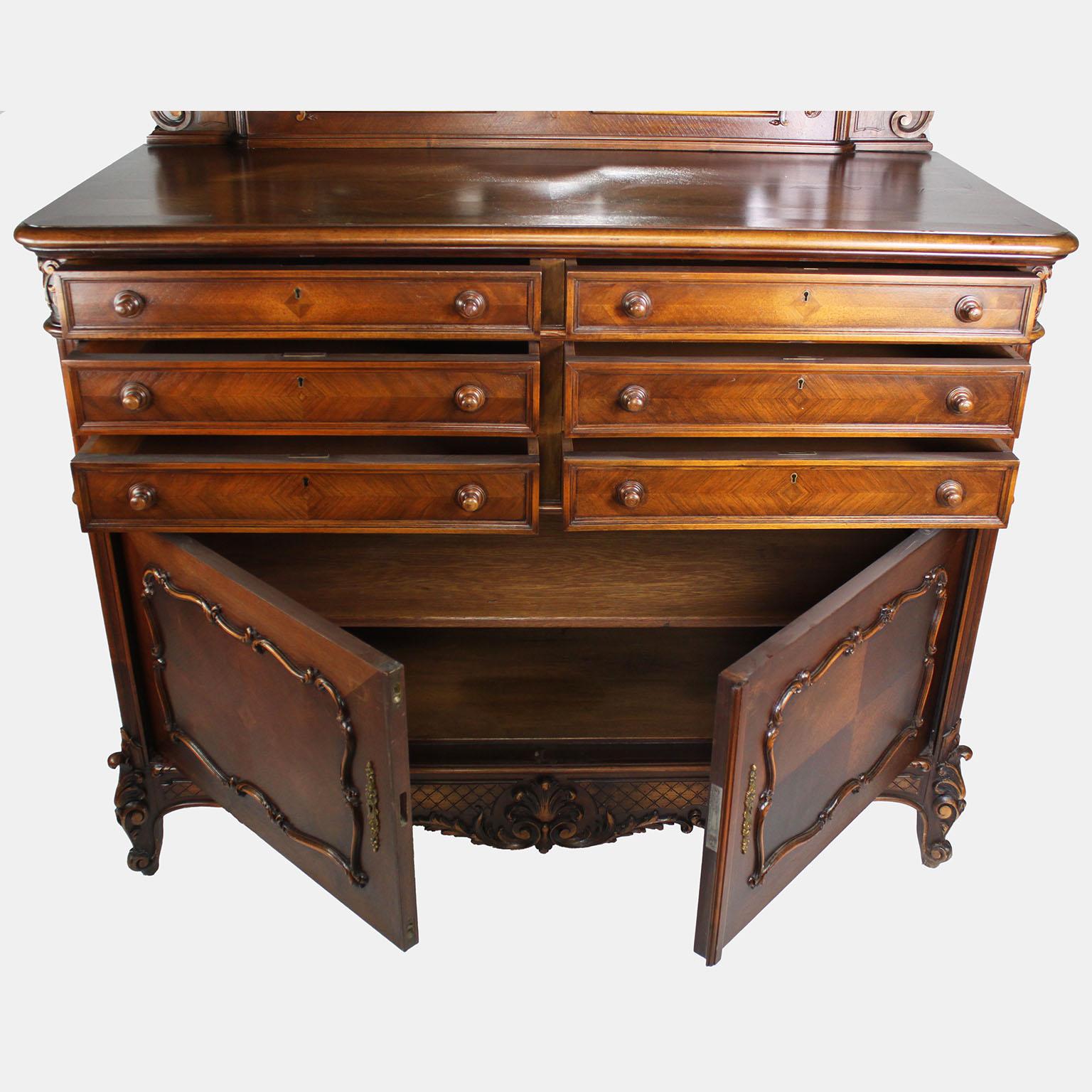 Mirror Country French 19th/20th Century Louis XV Provençal Style Carved Walnut Vanity For Sale