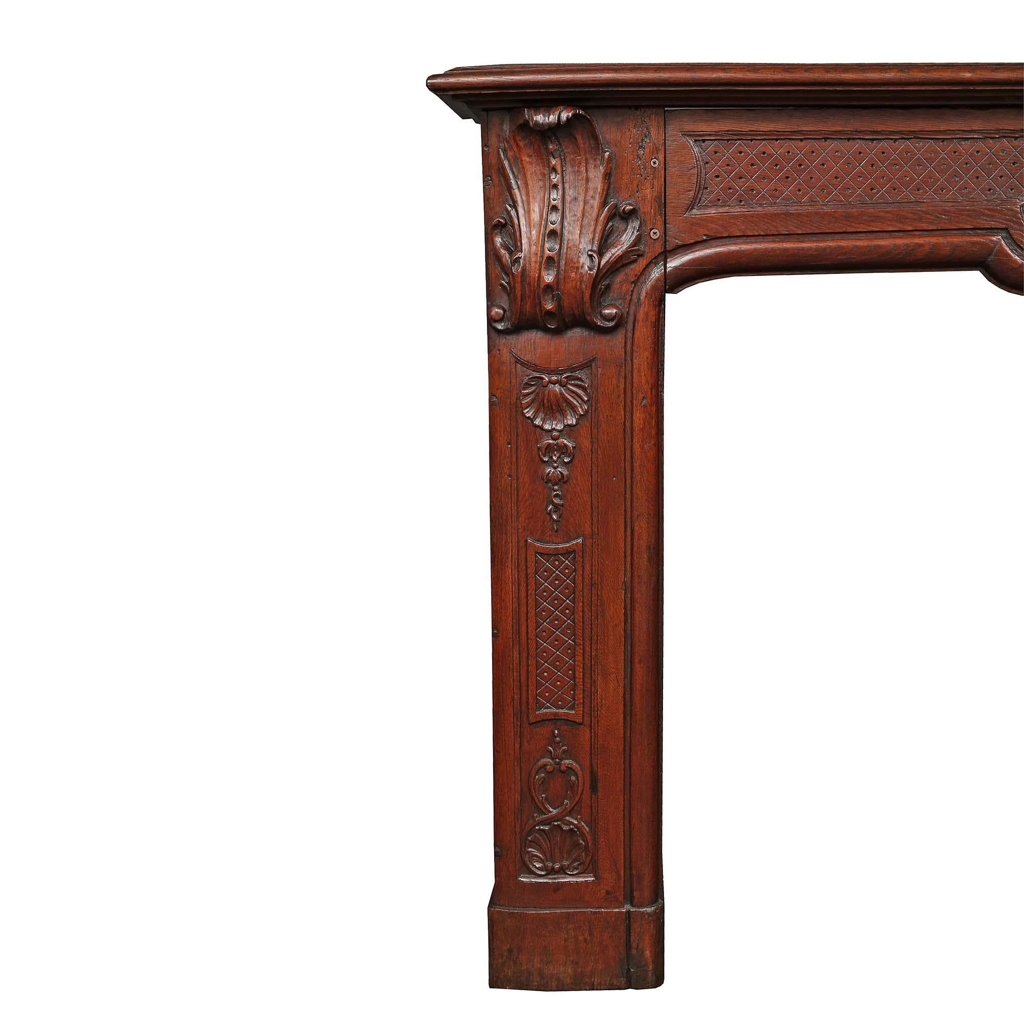 Country French 19th Century Louis XV Style Oak Mantel For Sale 1