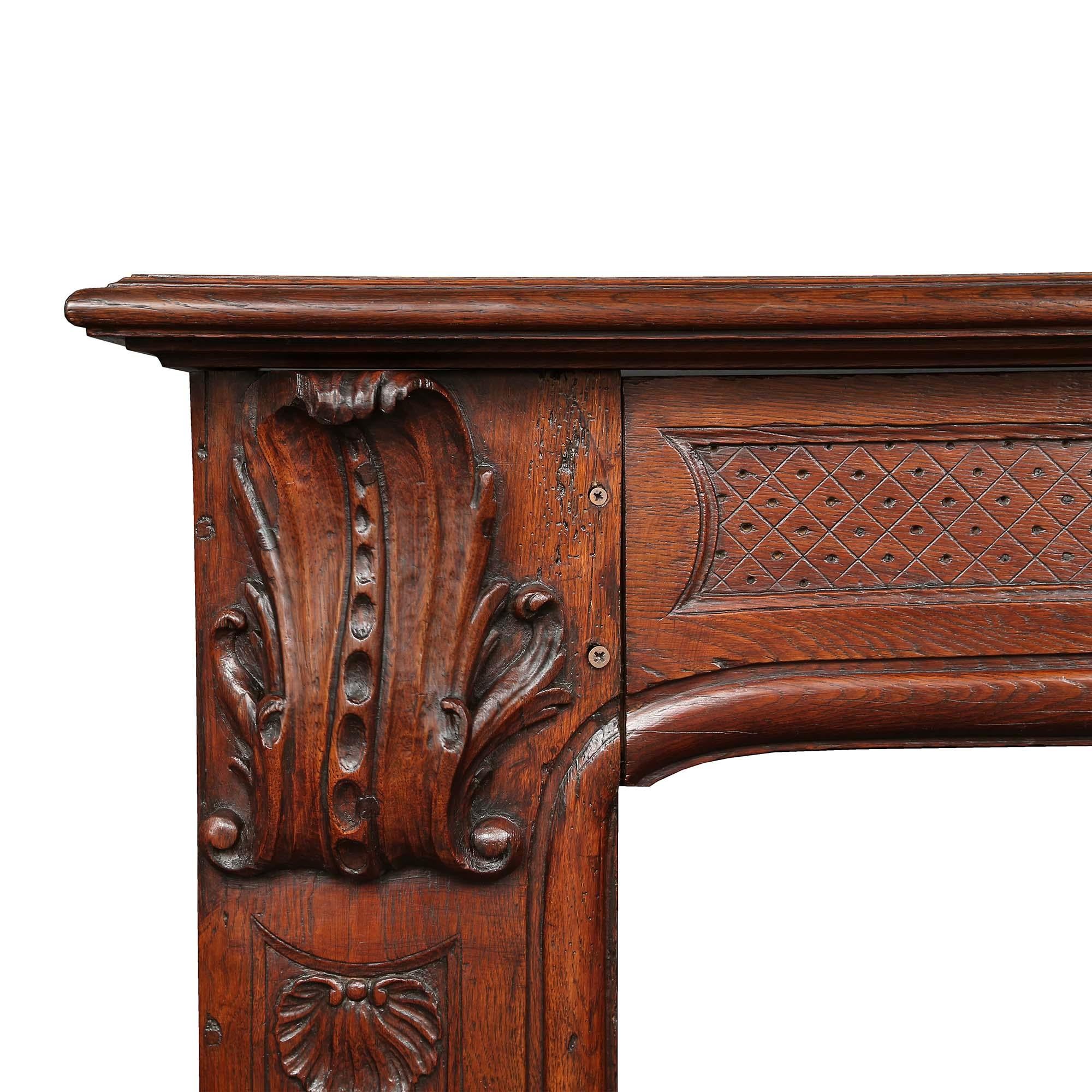 Country French 19th Century Louis XV Style Oak Mantel For Sale 2