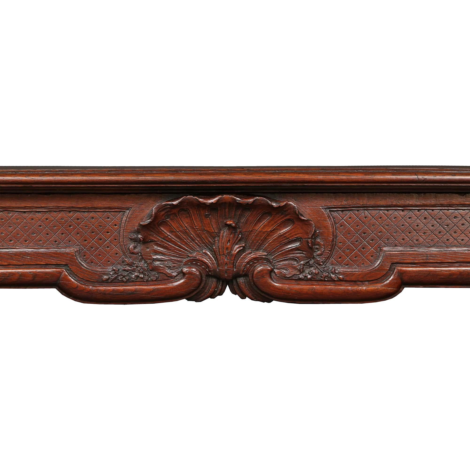 Country French 19th Century Louis XV Style Oak Mantel For Sale 3