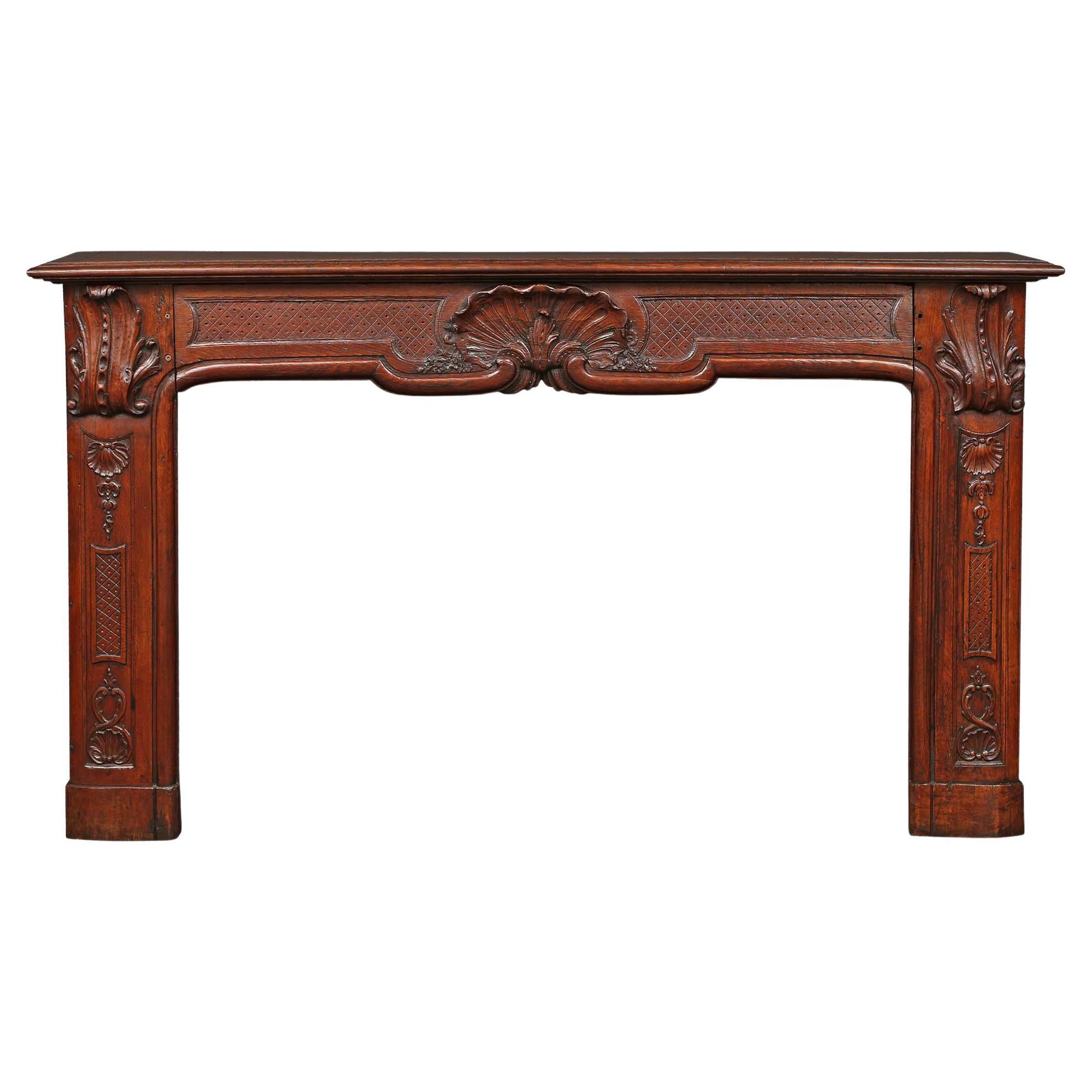 Country French 19th Century Louis XV Style Oak Mantel For Sale
