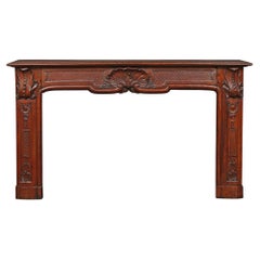 Antique Country French 19th Century Louis XV Style Oak Mantel