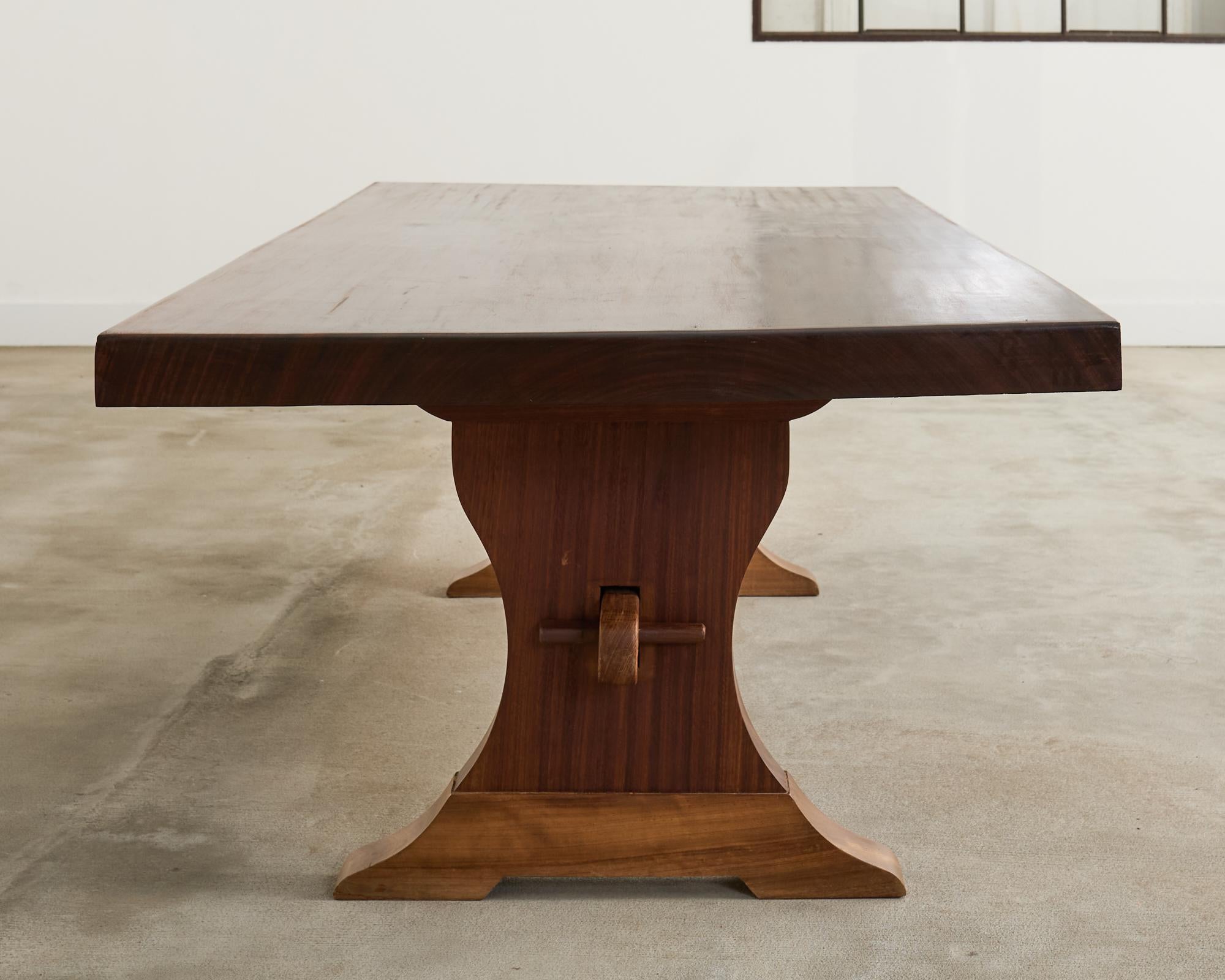 Country French African Mahogany Farmhouse Trestle Dining Table For Sale 5