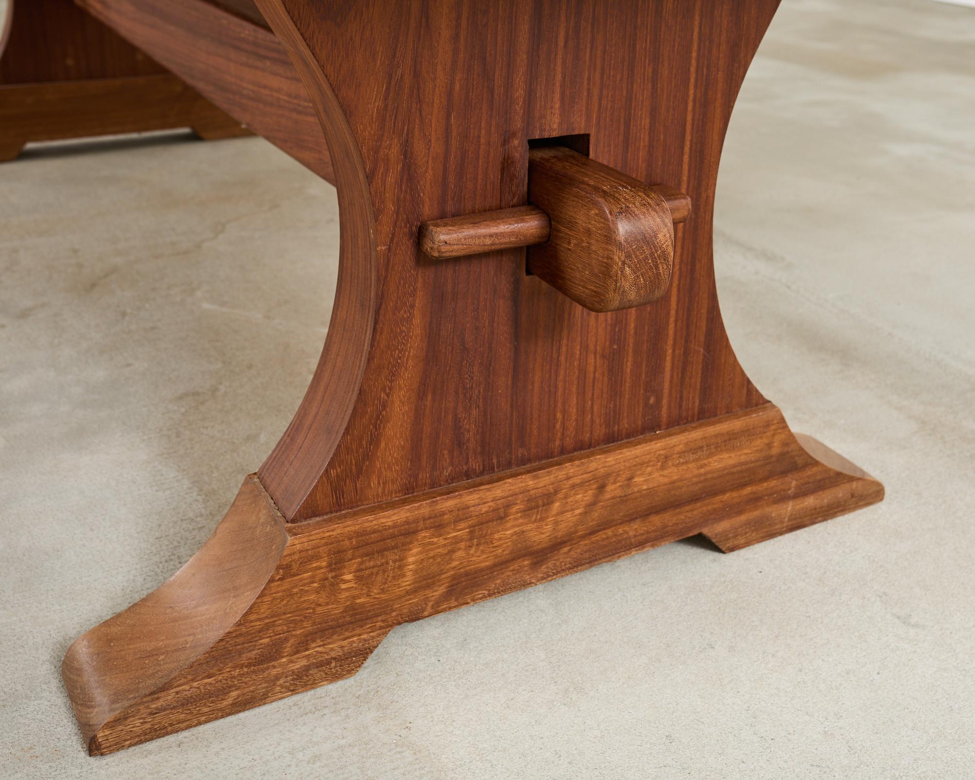 Country French African Mahogany Farmhouse Trestle Dining Table For Sale 7