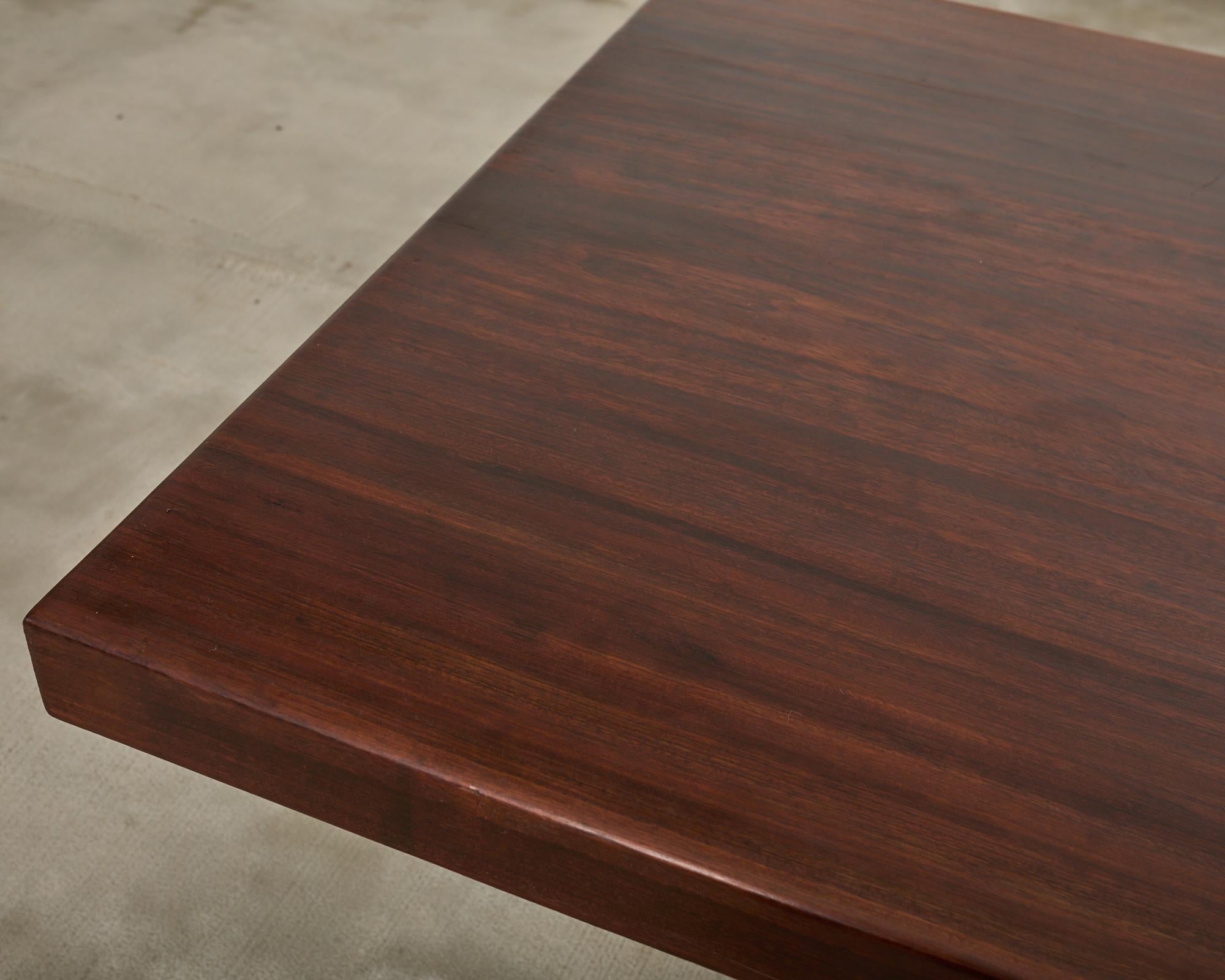 Country French African Mahogany Farmhouse Trestle Dining Table For Sale 9