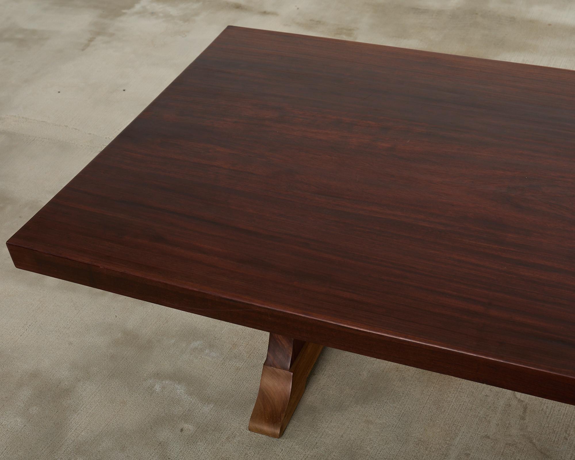 Country French African Mahogany Farmhouse Trestle Dining Table For Sale 1