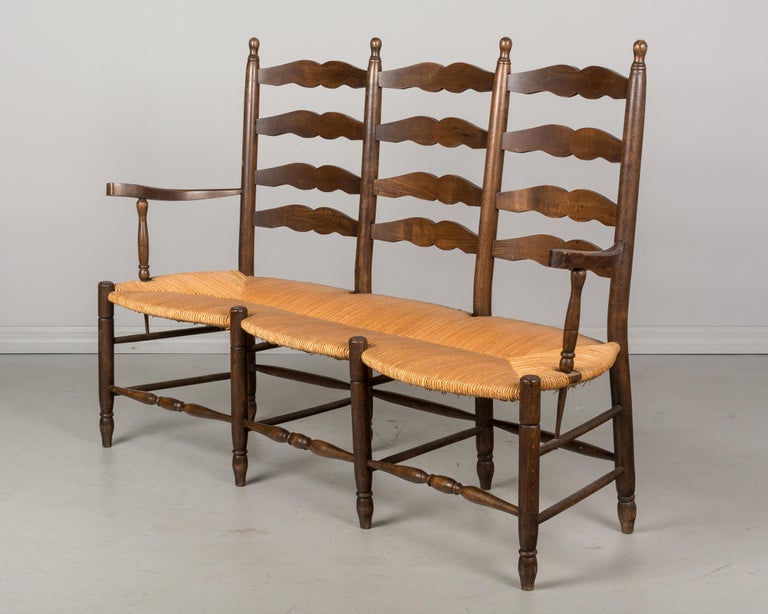 Country French Bench With Rush Seat For Sale At 1stdibs