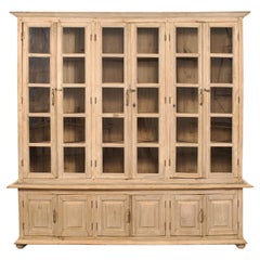 Country French Bleached Oak Bookcase Bibliotheque Cabinet 8 Ft