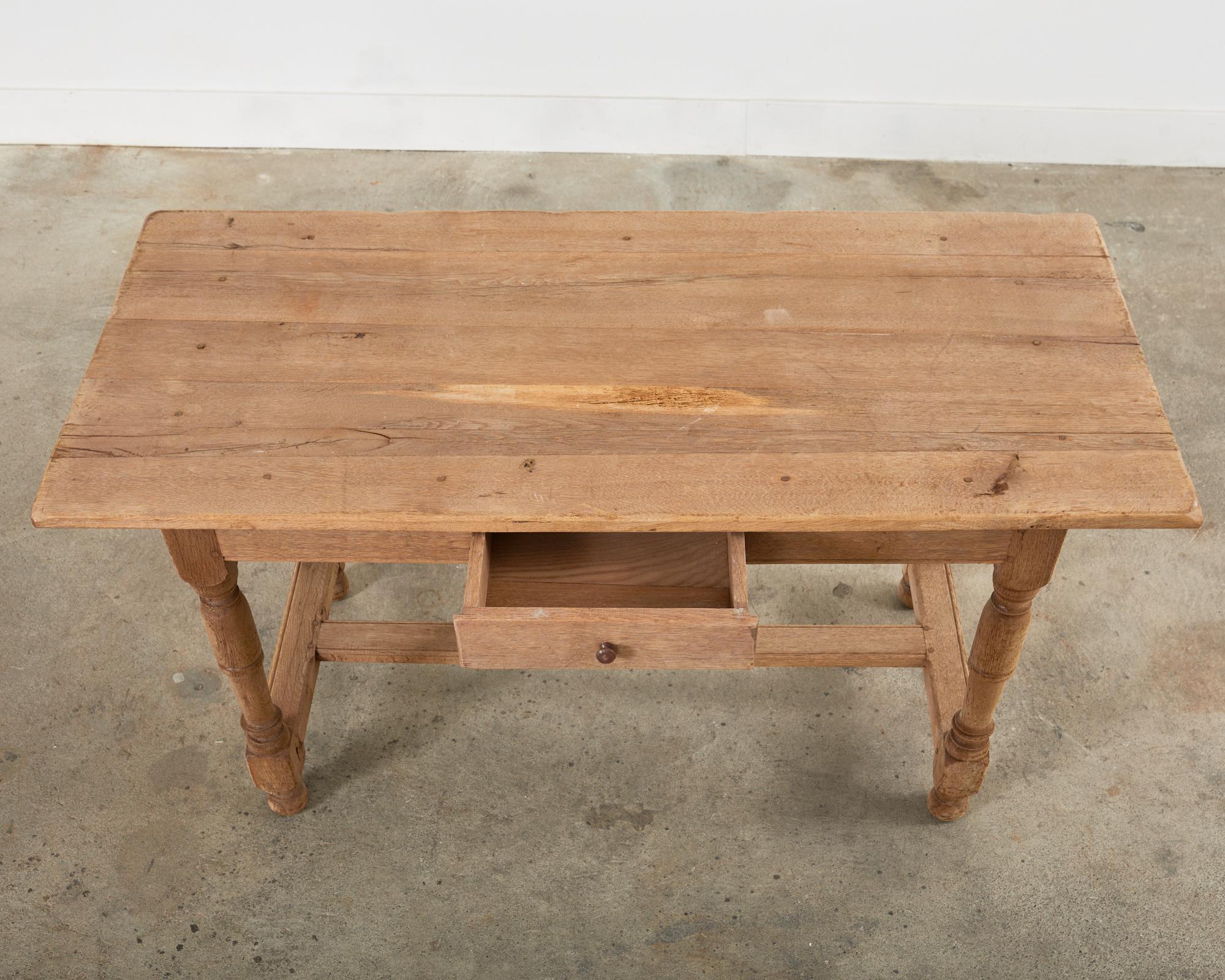 Country French Bleached Oak Farmhouse Dining or Writing Table 6