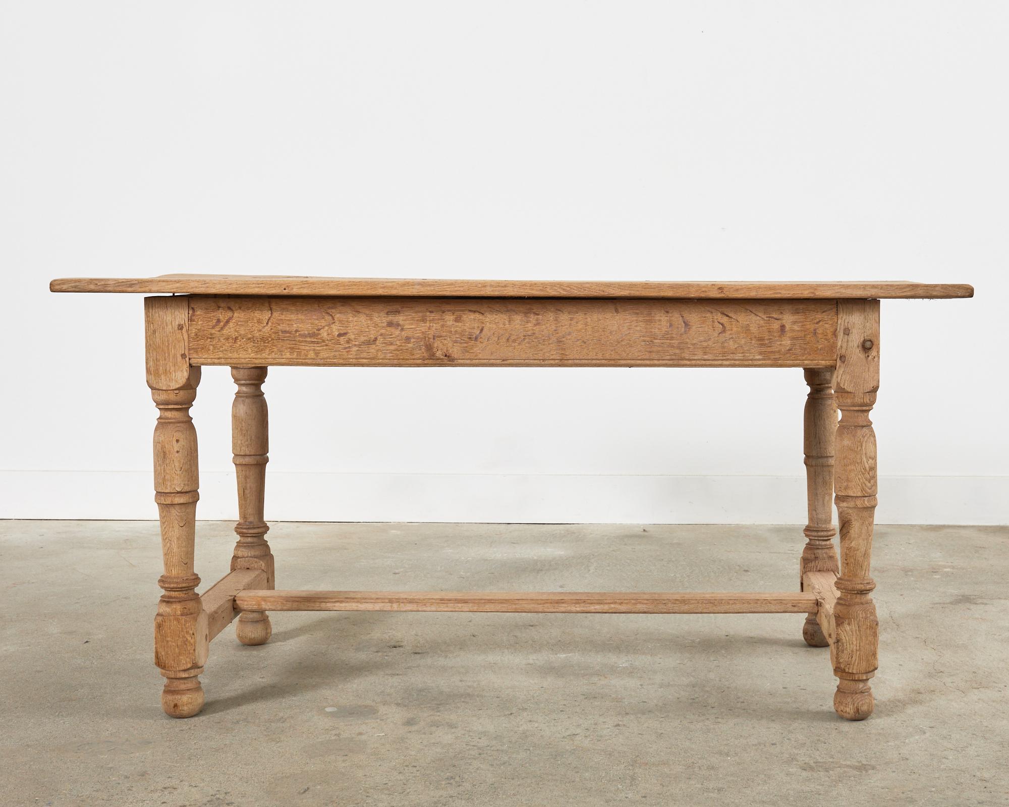 Country French Bleached Oak Farmhouse Dining or Writing Table 15