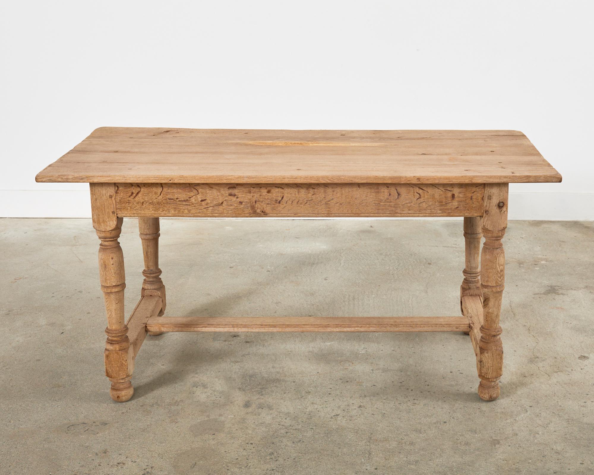 Country French Bleached Oak Farmhouse Dining or Writing Table 16