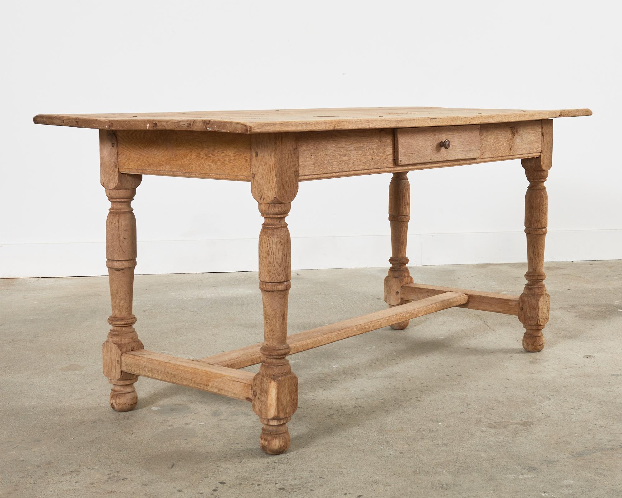 Country French Bleached Oak Farmhouse Dining or Writing Table 1