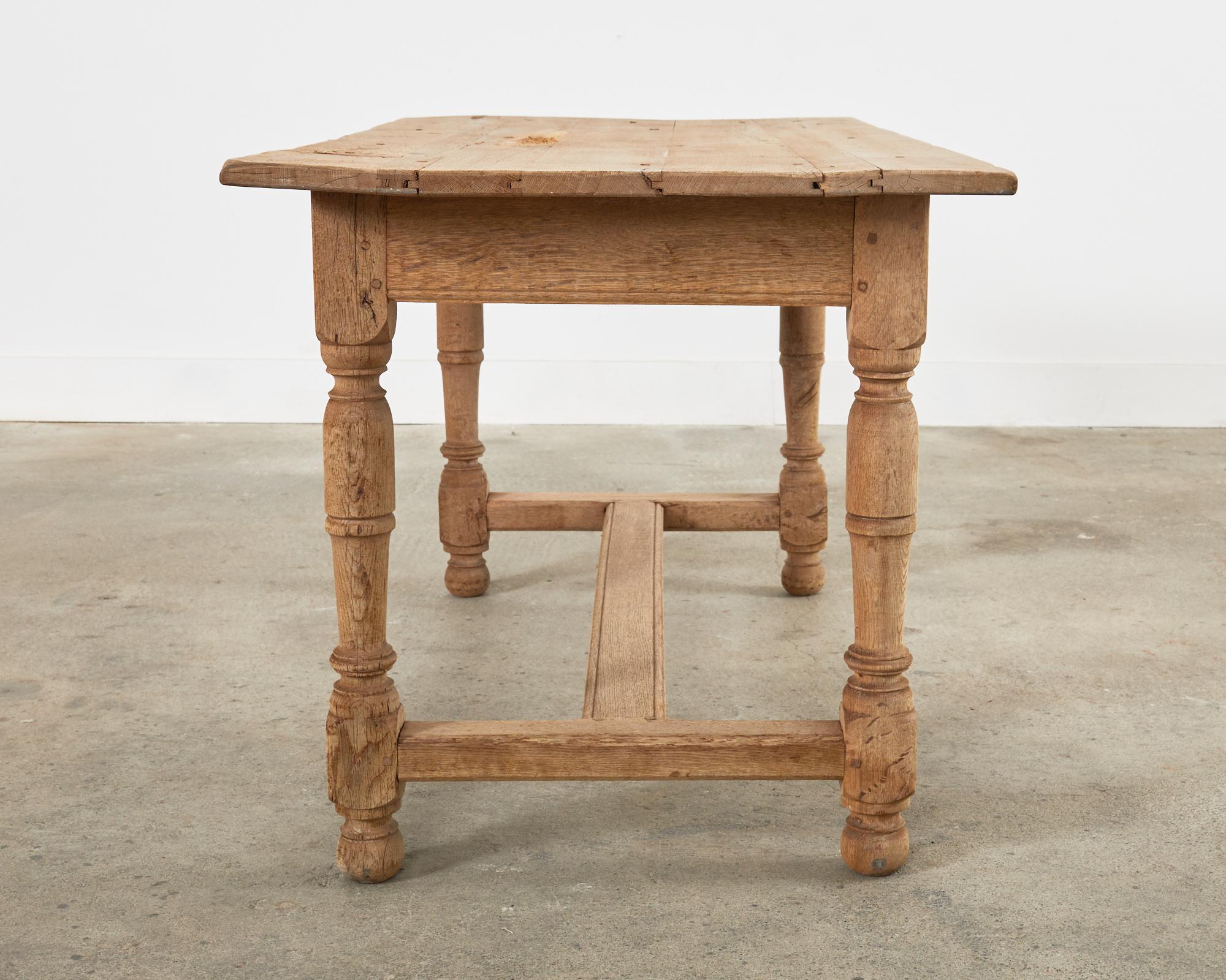 Country French Bleached Oak Farmhouse Dining or Writing Table 4