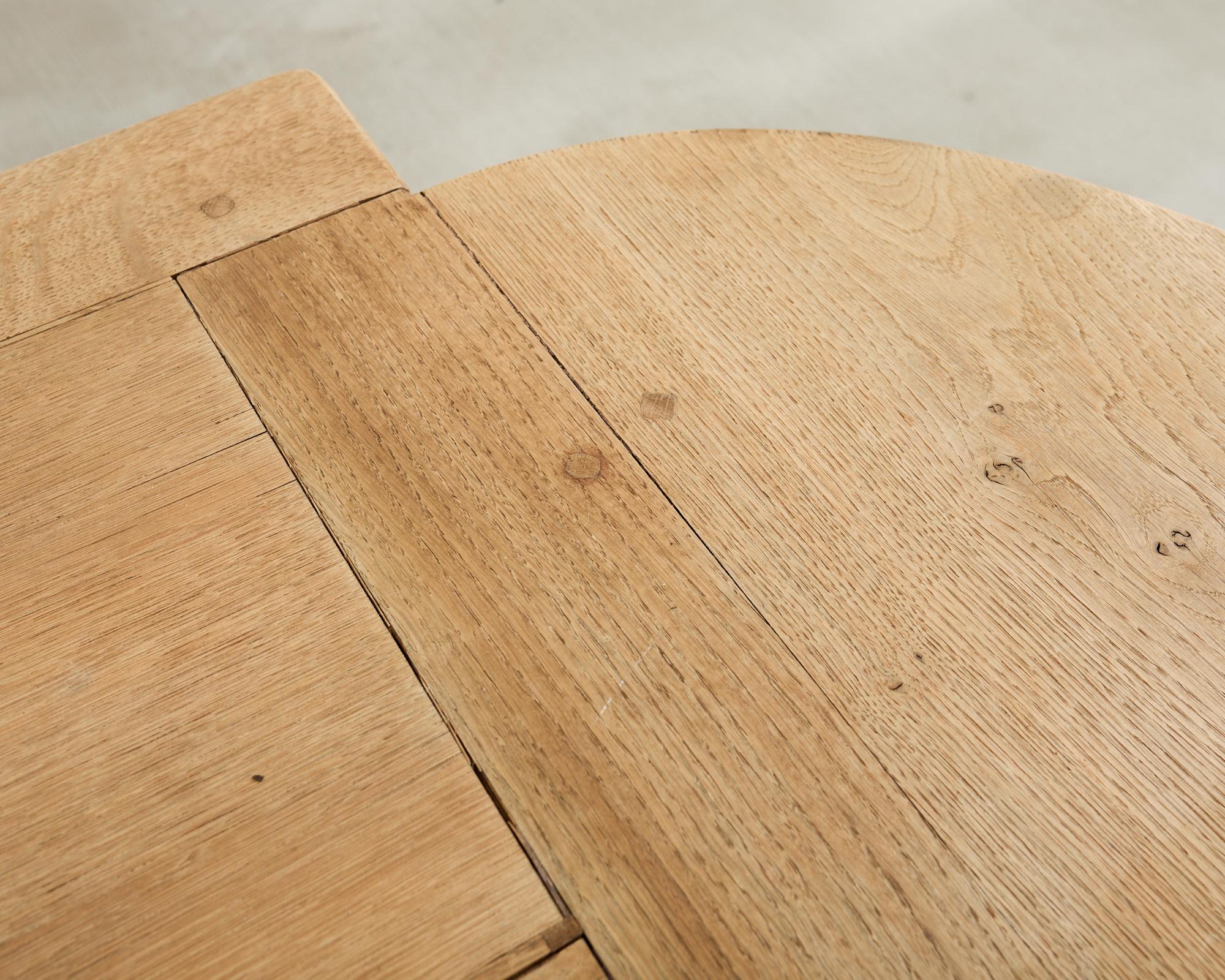 Country French Bleached Oak Farmhouse Dining Table Demilune Ends 7