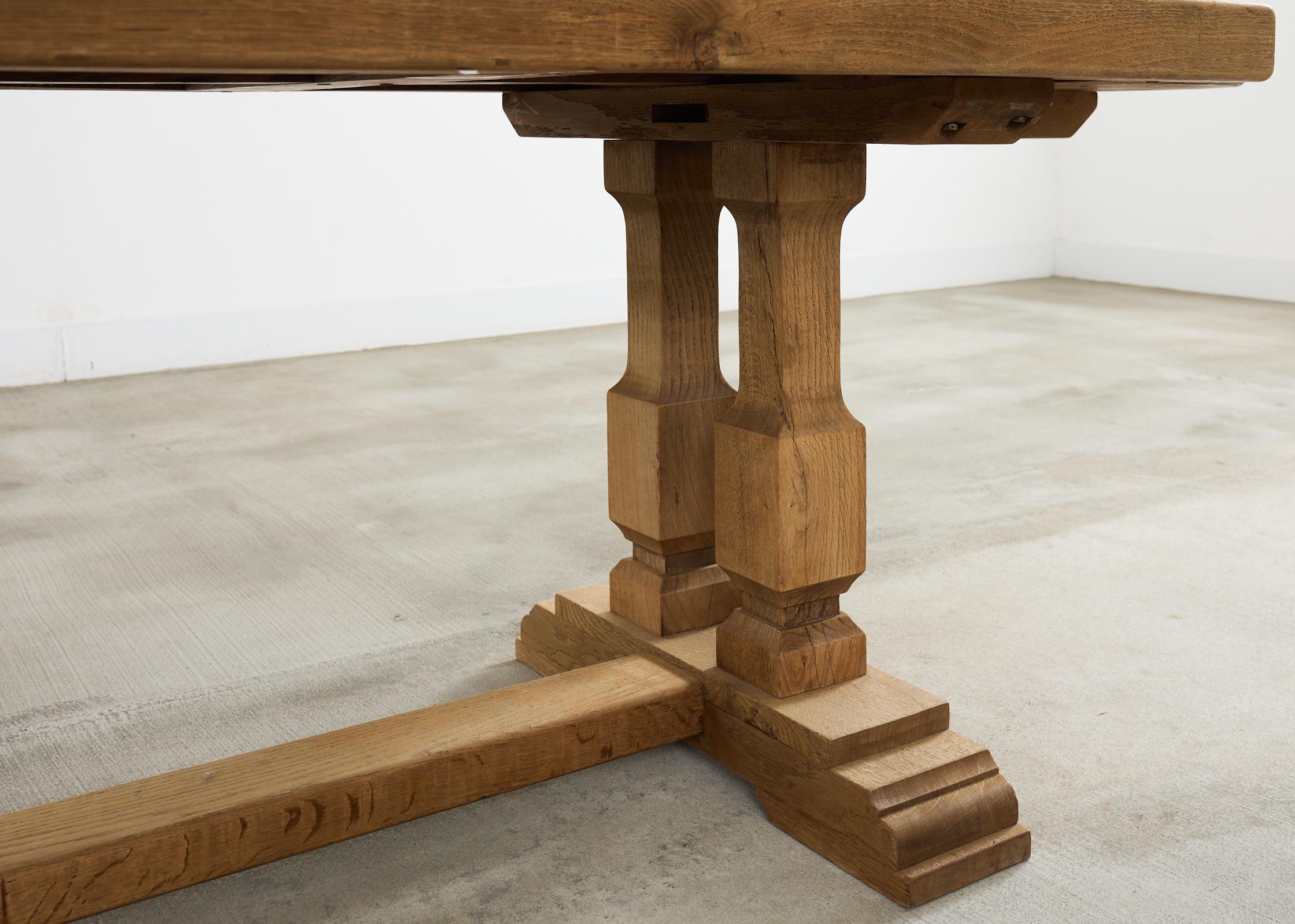 Country French Bleached Oak Farmhouse Dining Table Demilune Ends 10