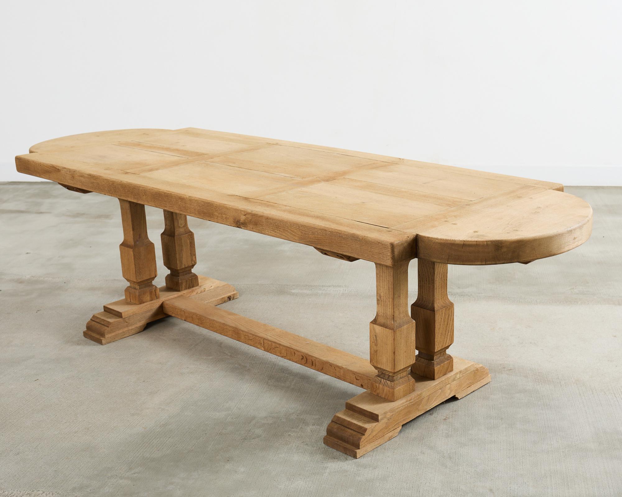 Country French Bleached Oak Farmhouse Dining Table Demilune Ends 11