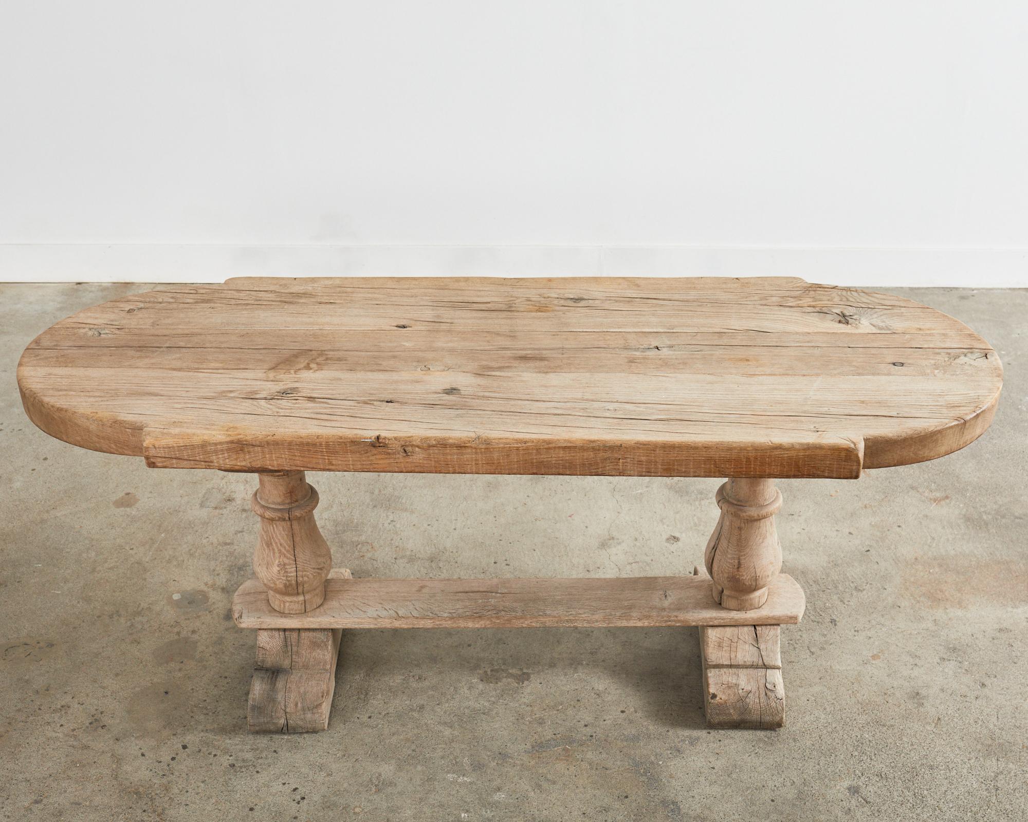 Country French Bleached Oak Farmhouse Dining Table Demilune Ends 12