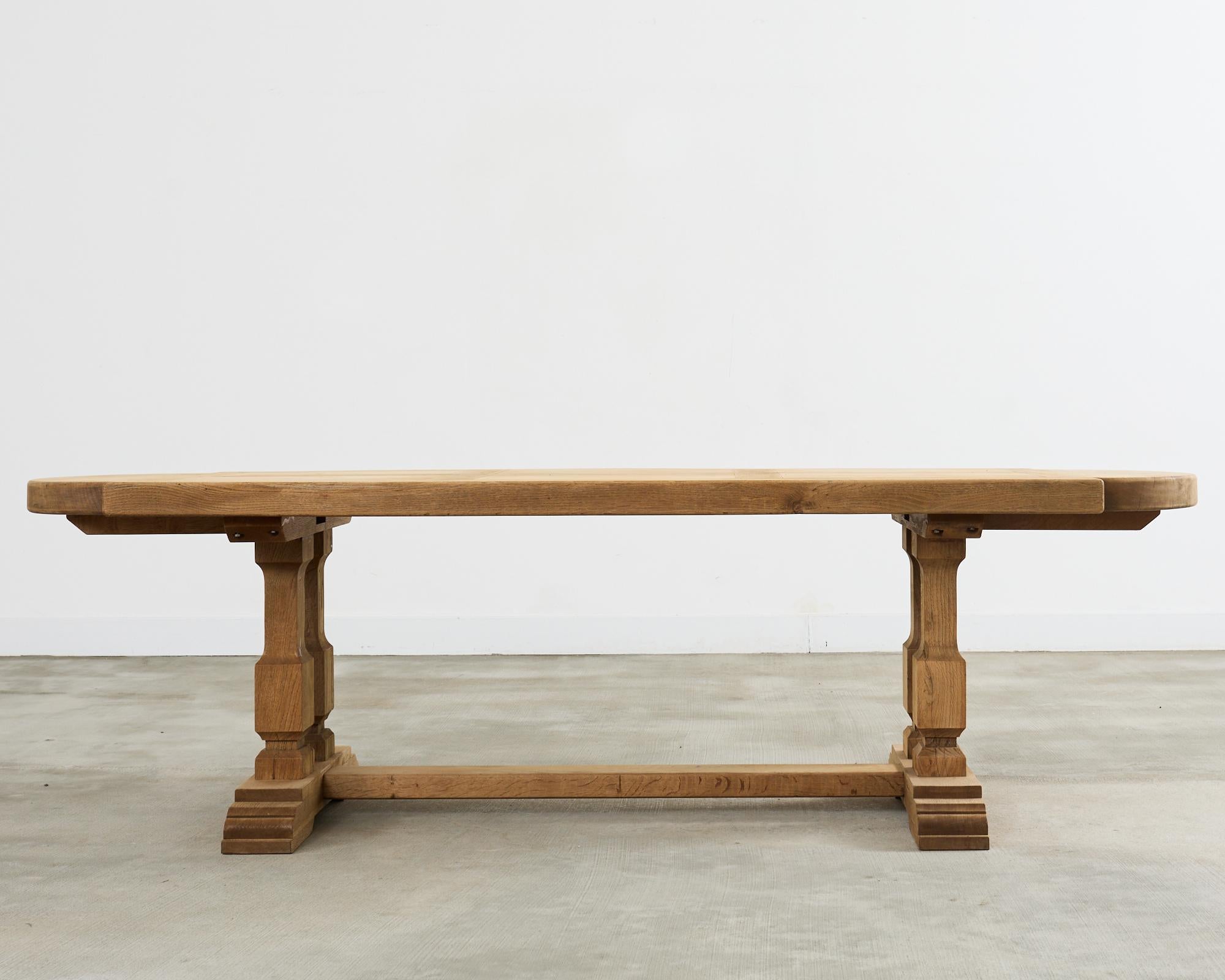 Country French Bleached Oak Farmhouse Dining Table Demilune Ends 13