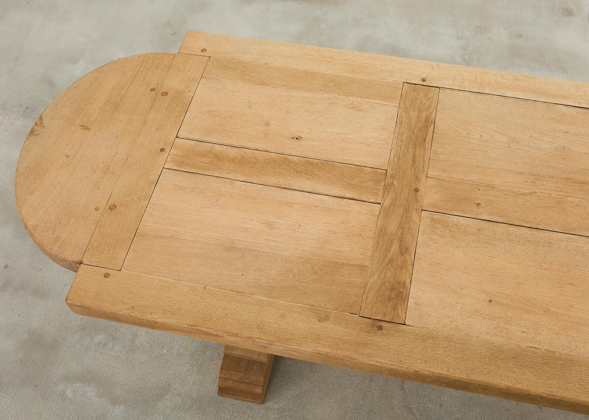 Iron Country French Bleached Oak Farmhouse Dining Table Demilune Ends