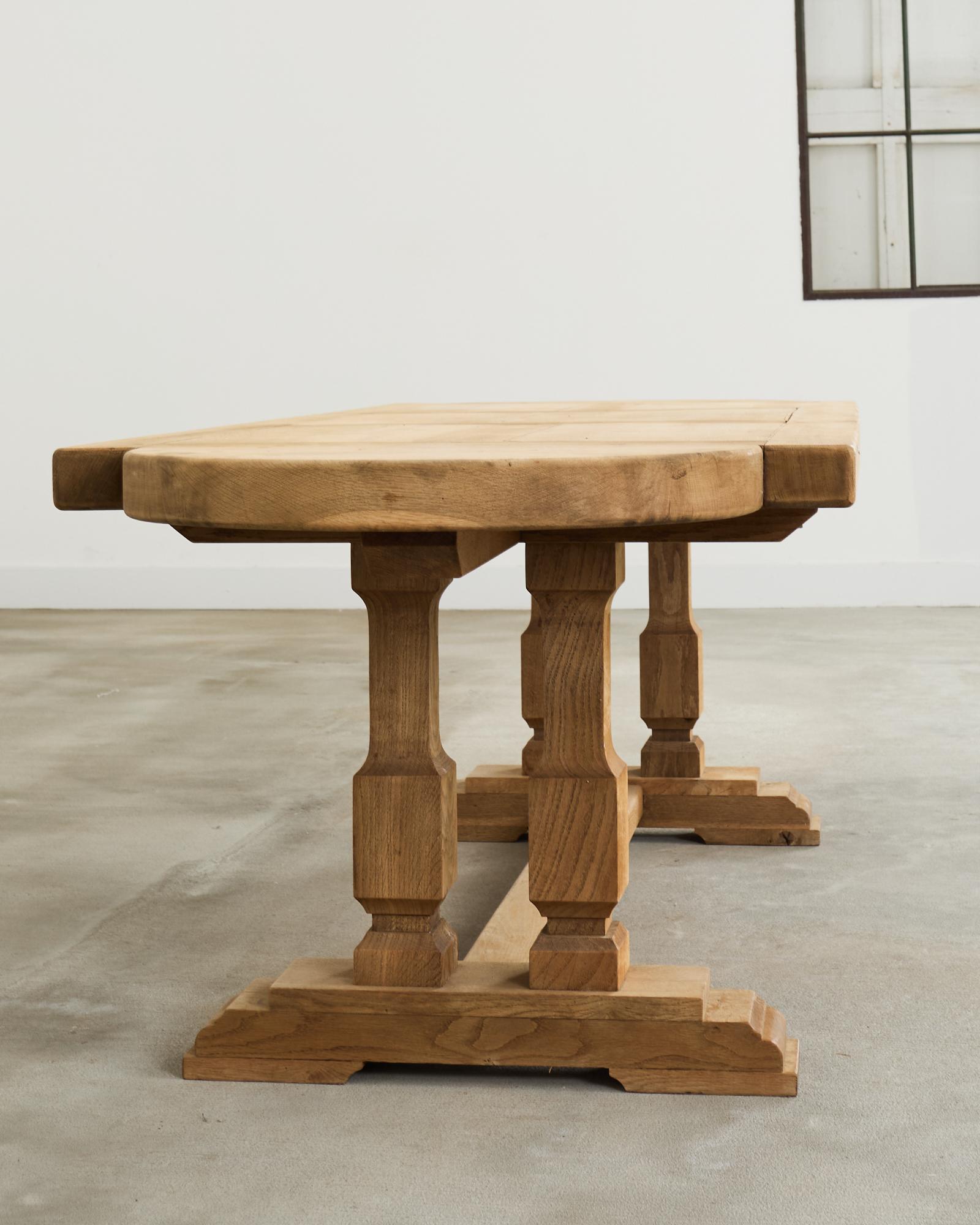 Country French Bleached Oak Farmhouse Dining Table Demilune Ends 2