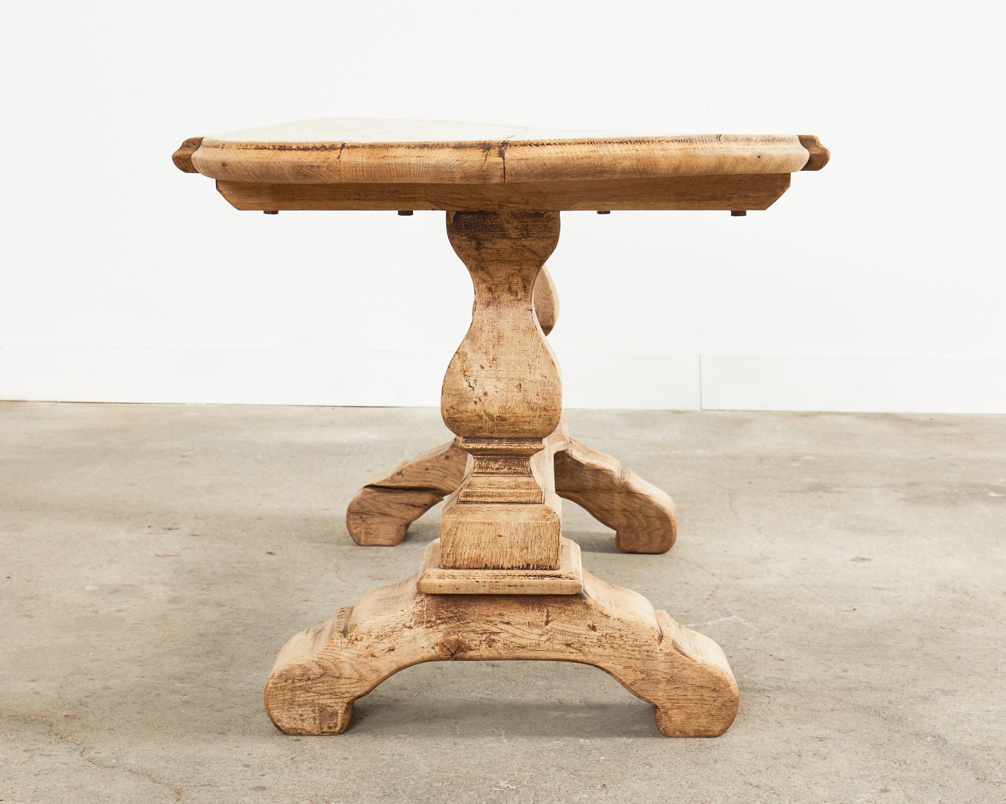 Country French Bleached Oak Farmhouse Dining Table with Round Ends 15