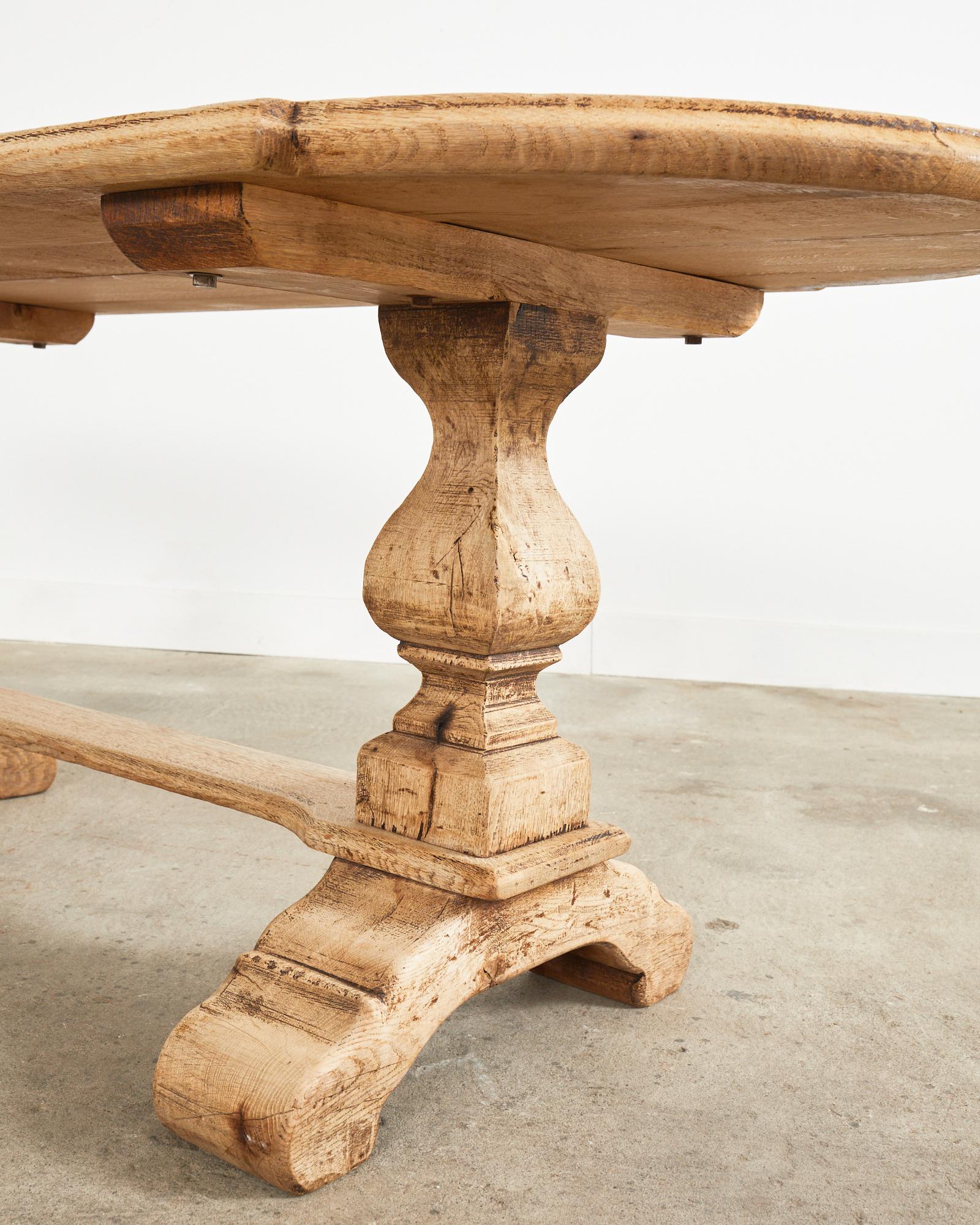 Country French Bleached Oak Farmhouse Dining Table with Round Ends 1