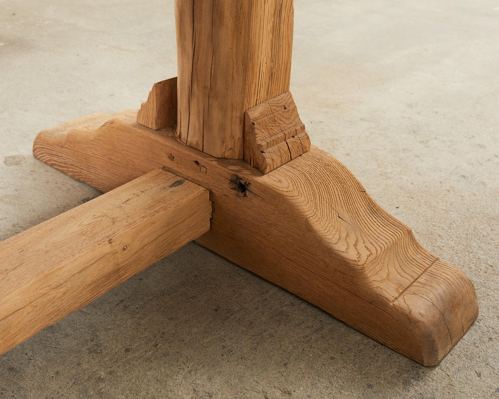Country French Bleached Oak Farmhouse Trestle Dining Table 5