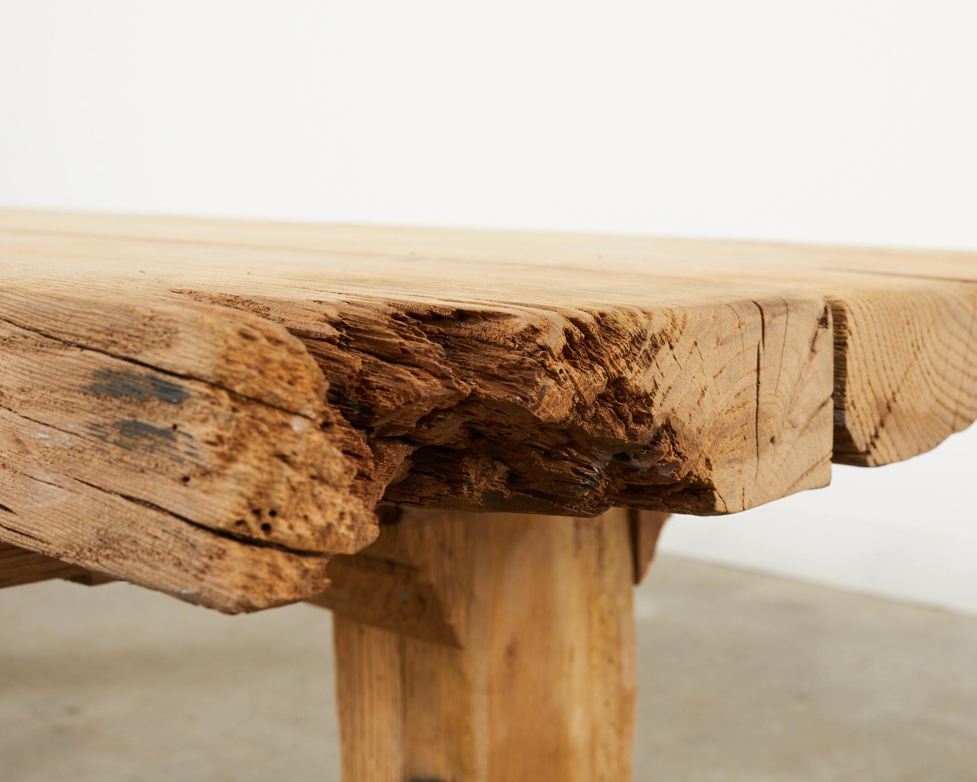 Country French Bleached Oak Farmhouse Trestle Dining Table 6