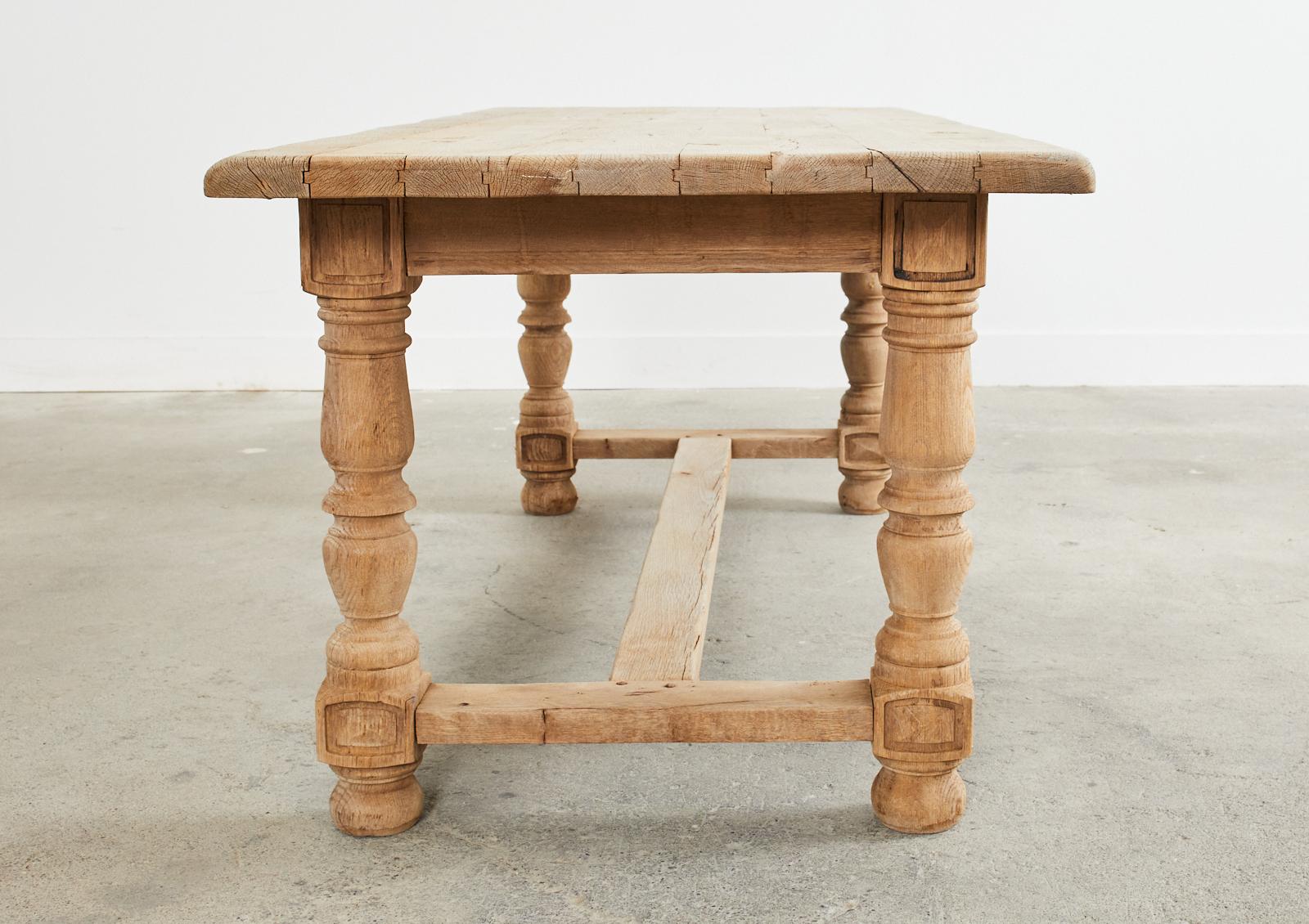Country French Bleached Oak Farmhouse Trestle Dining Table 8