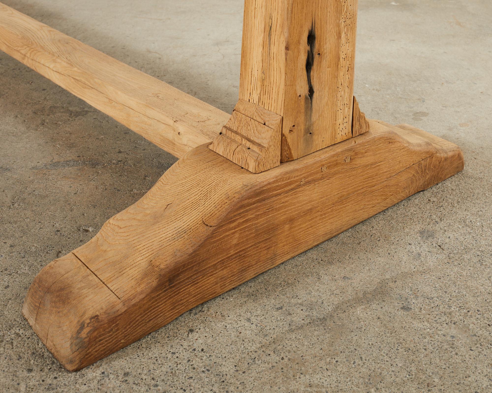 Country French Bleached Oak Farmhouse Trestle Dining Table 9