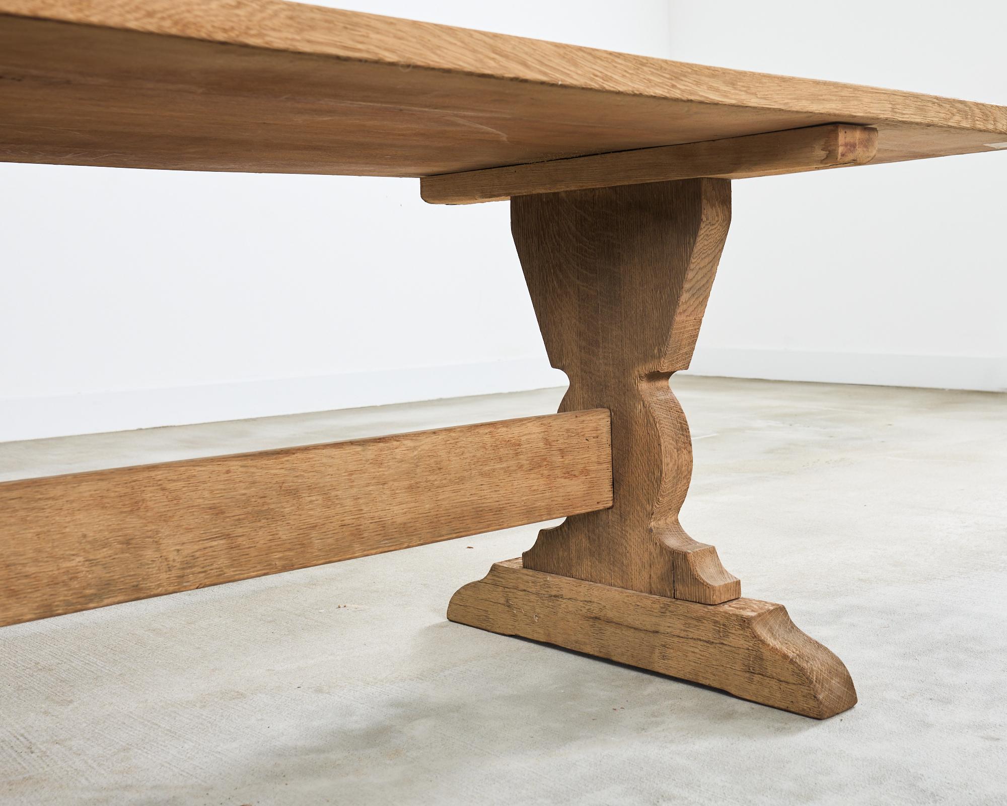 Country French Bleached Oak Farmhouse Trestle Dining Table 9