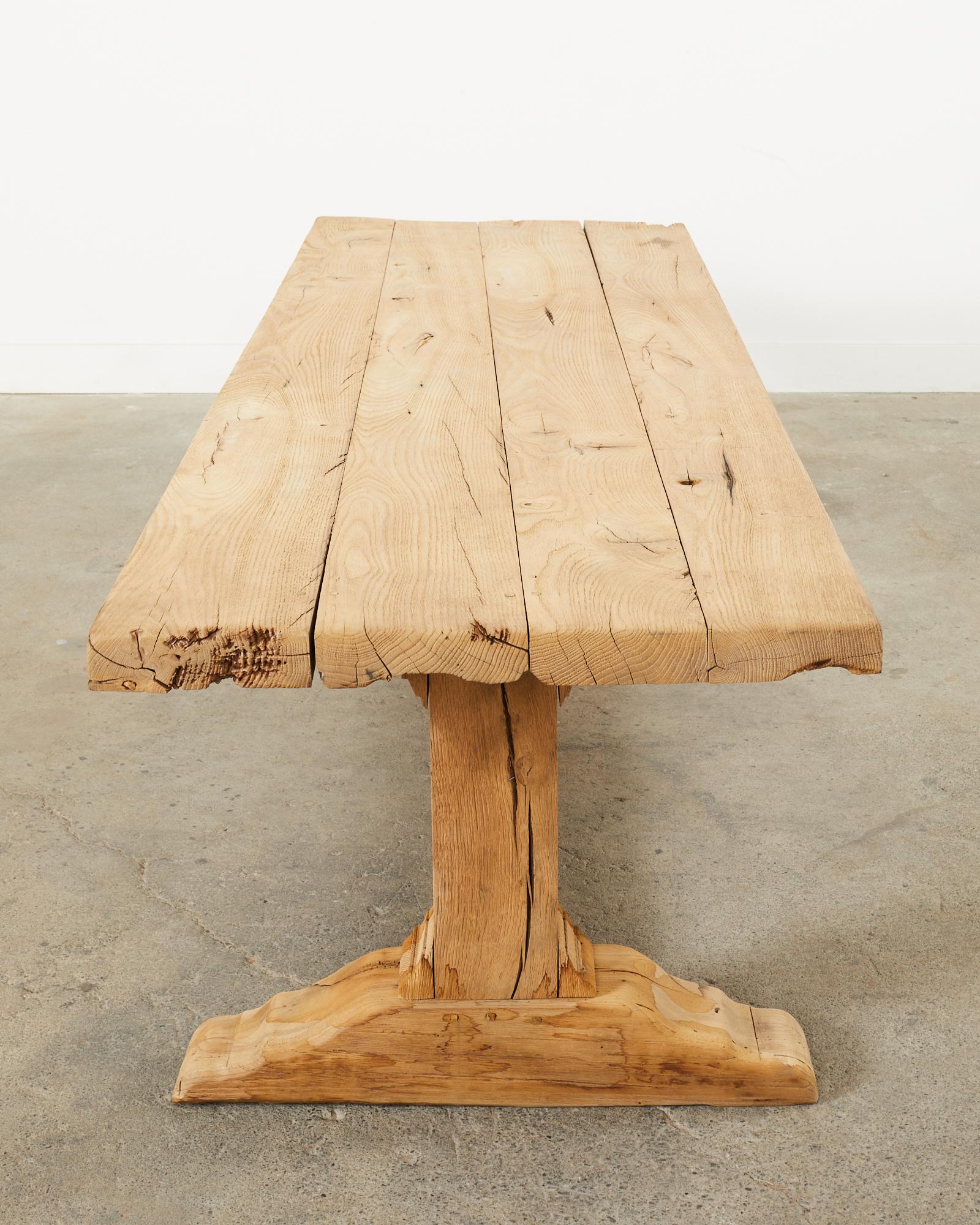 Country French Bleached Oak Farmhouse Trestle Dining Table 10