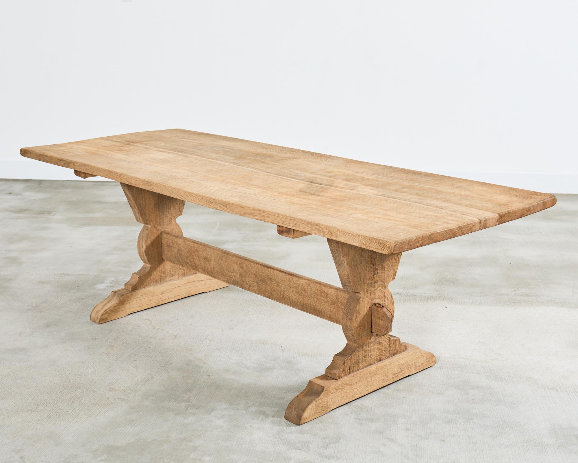 Country French Bleached Oak Farmhouse Trestle Dining Table 11