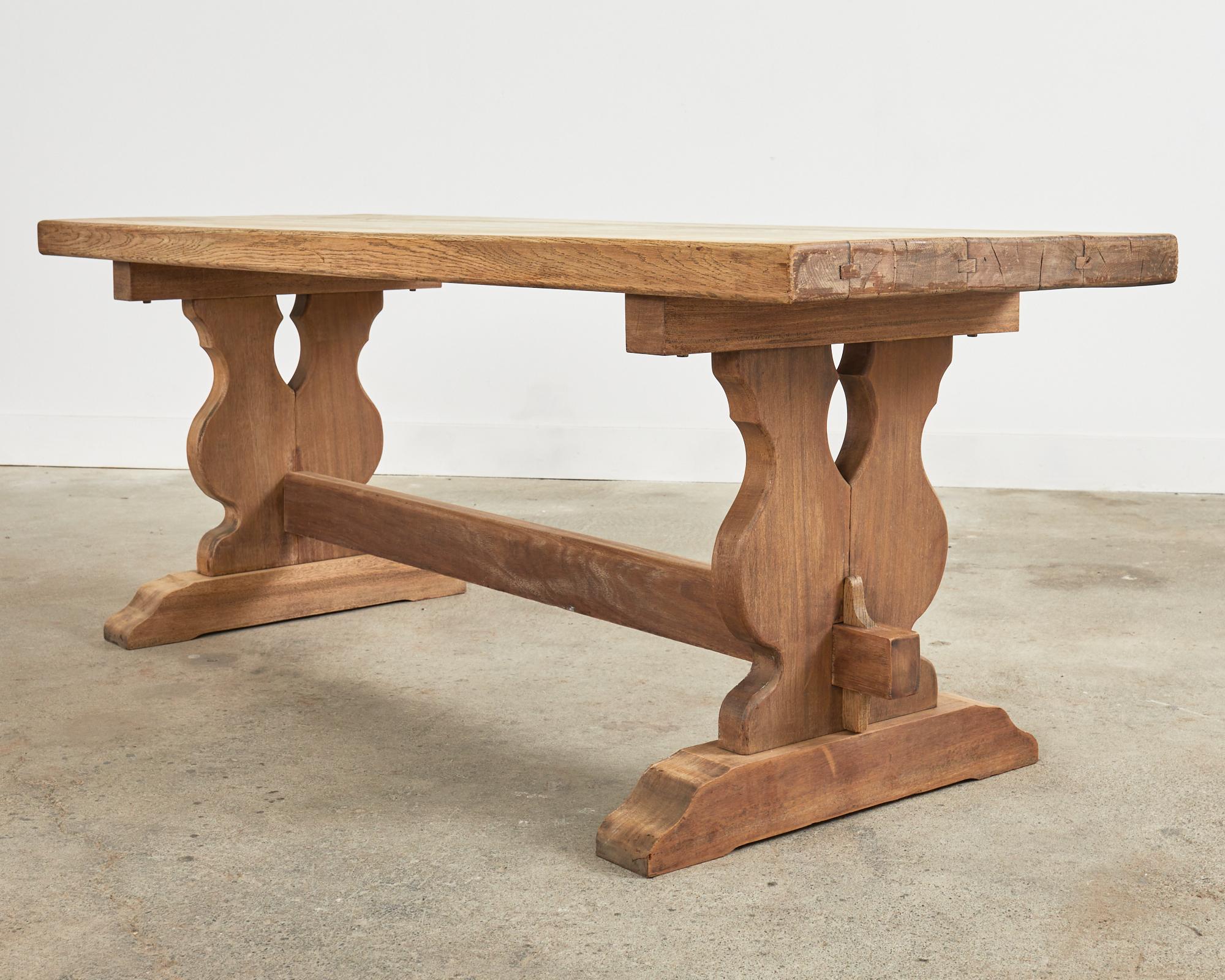 Country French Bleached Oak Farmhouse Trestle Dining Table 13