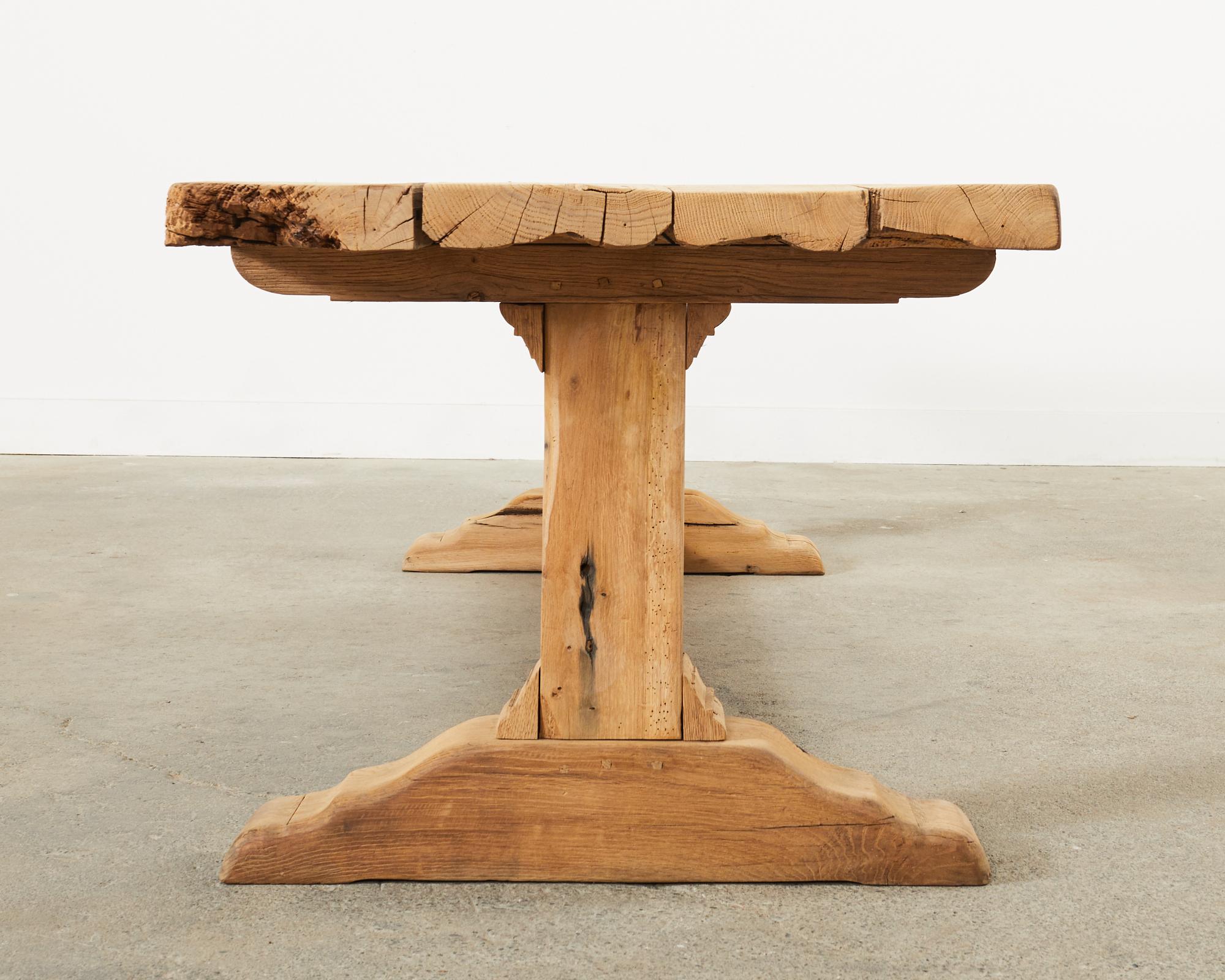 Country French Bleached Oak Farmhouse Trestle Dining Table 12