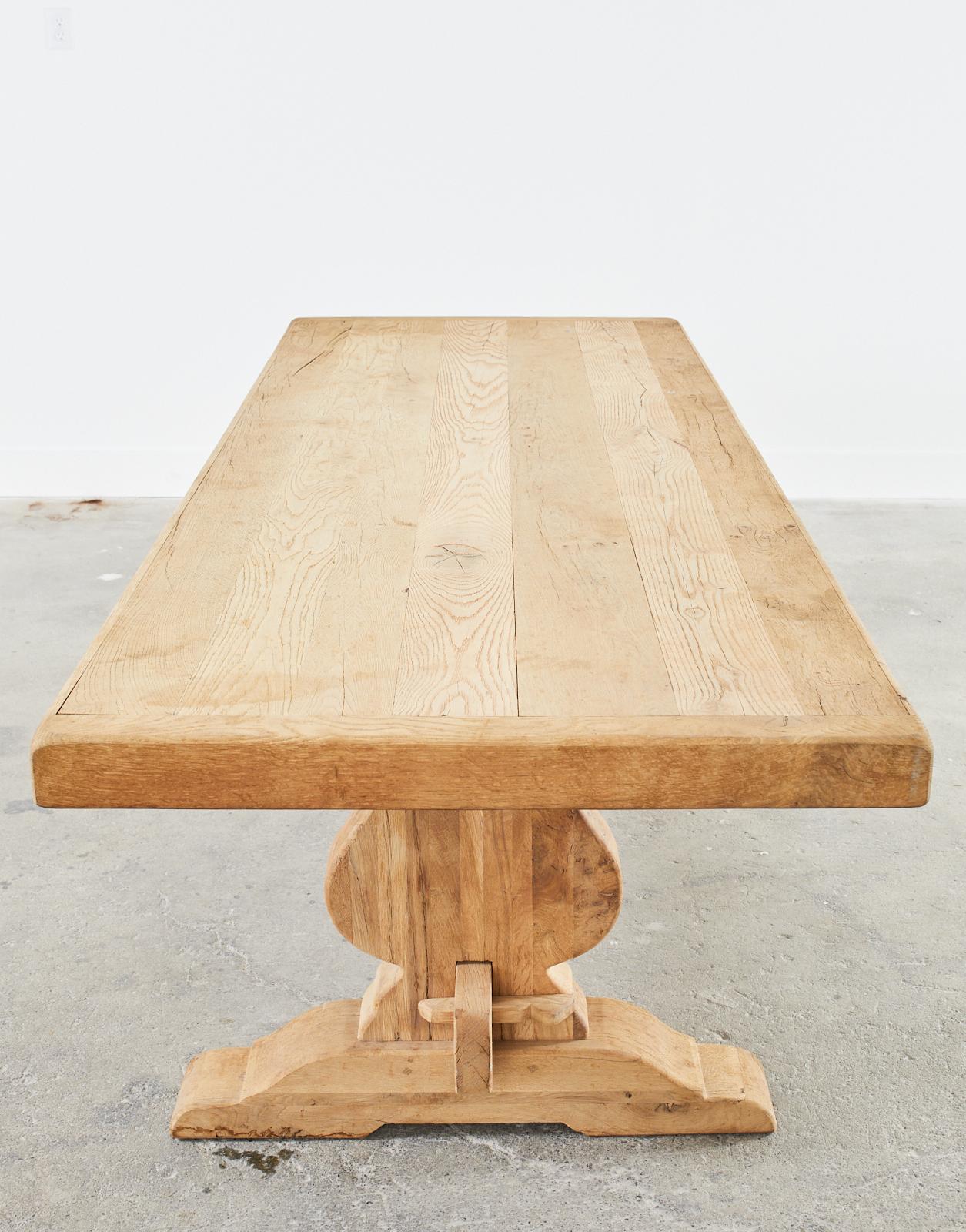 Country French Bleached Oak Farmhouse Trestle Dining Table 12