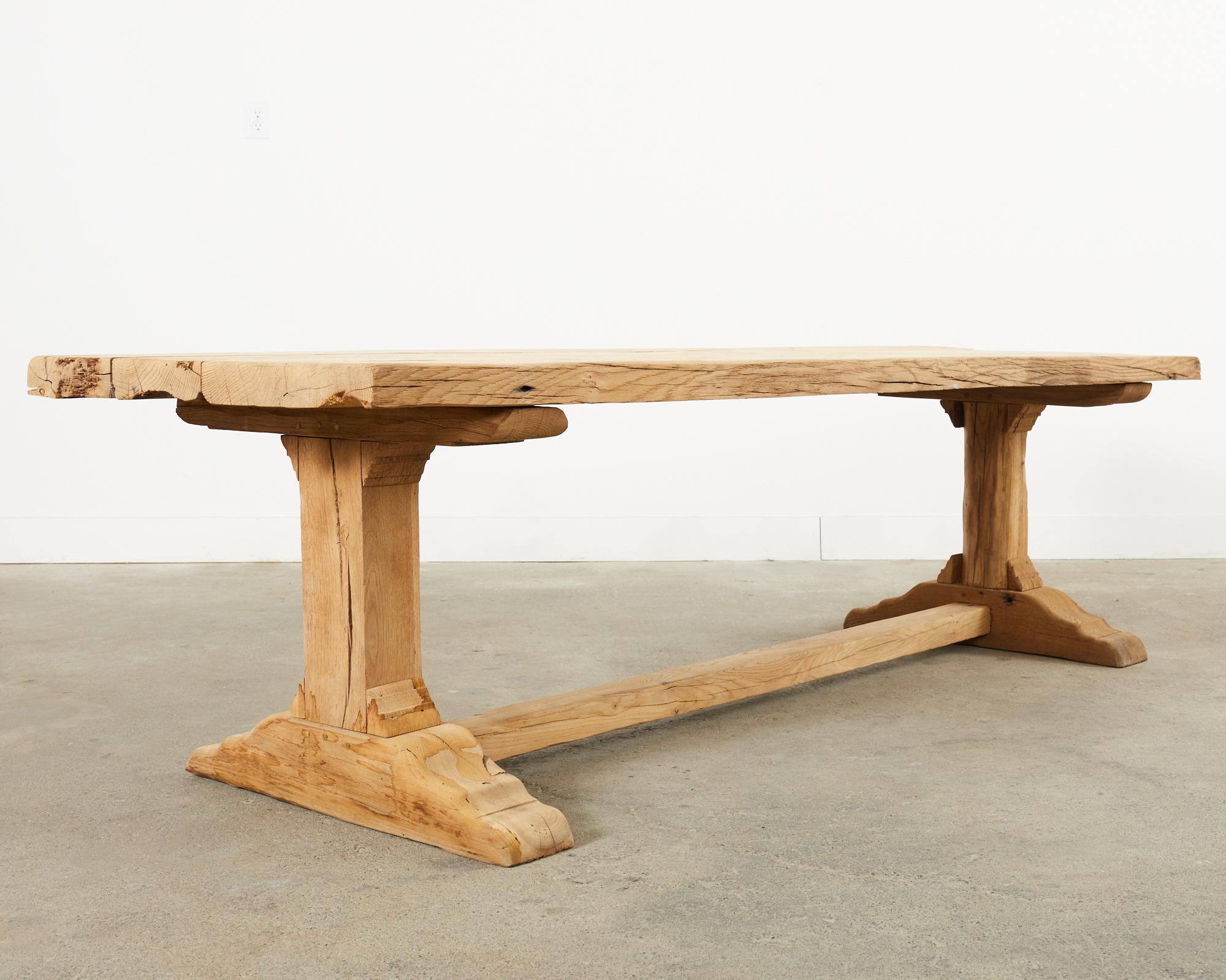 Country French Bleached Oak Farmhouse Trestle Dining Table 13