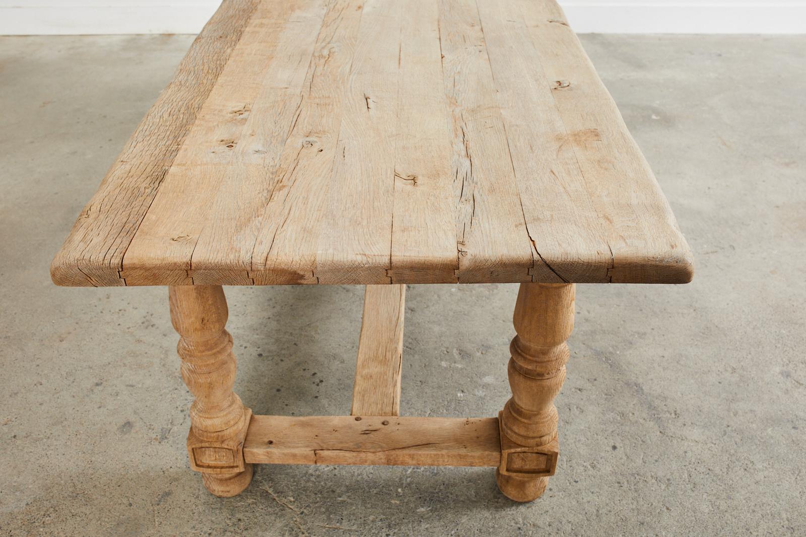 Country French Bleached Oak Farmhouse Trestle Dining Table 15