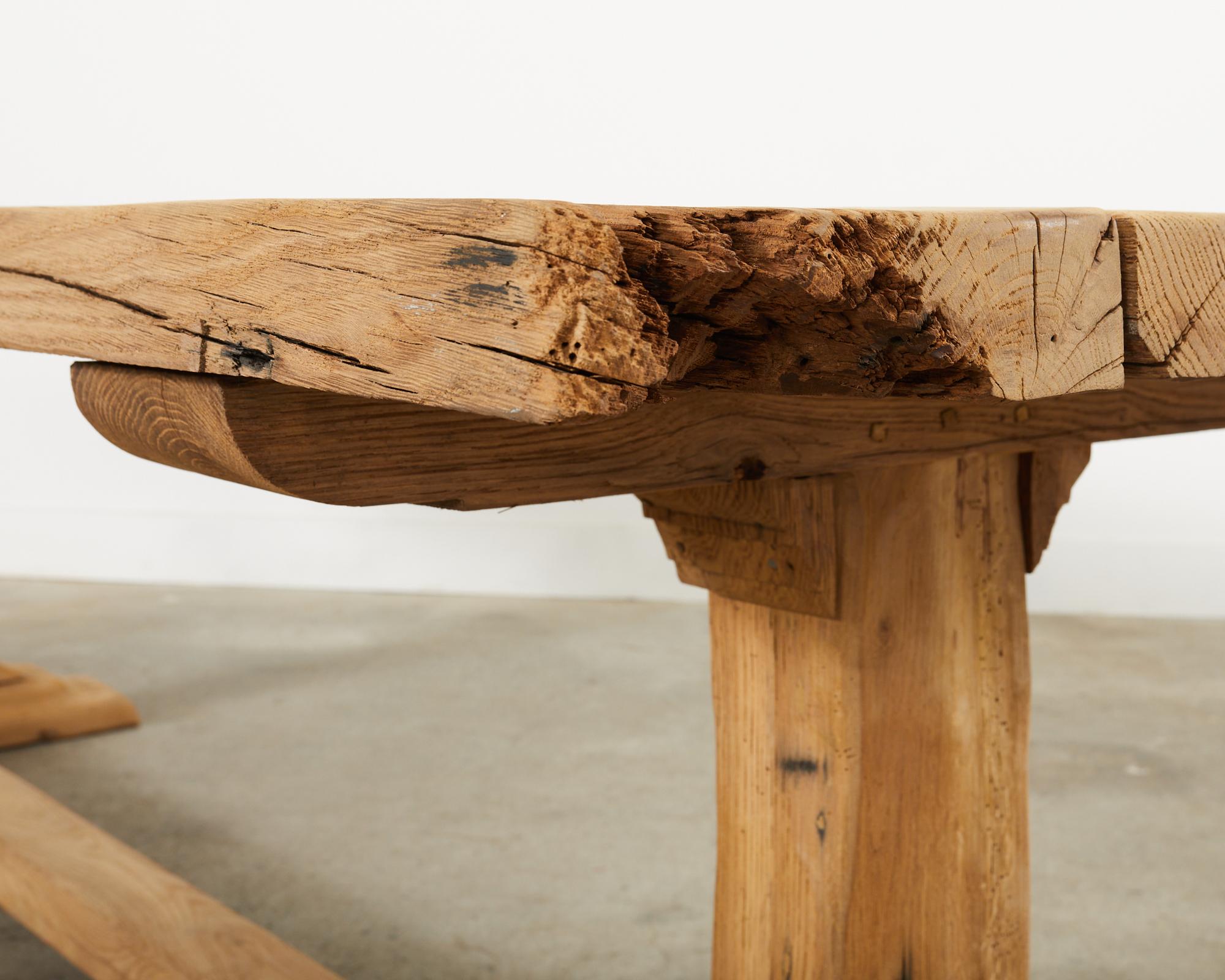 Country French Bleached Oak Farmhouse Trestle Dining Table 14