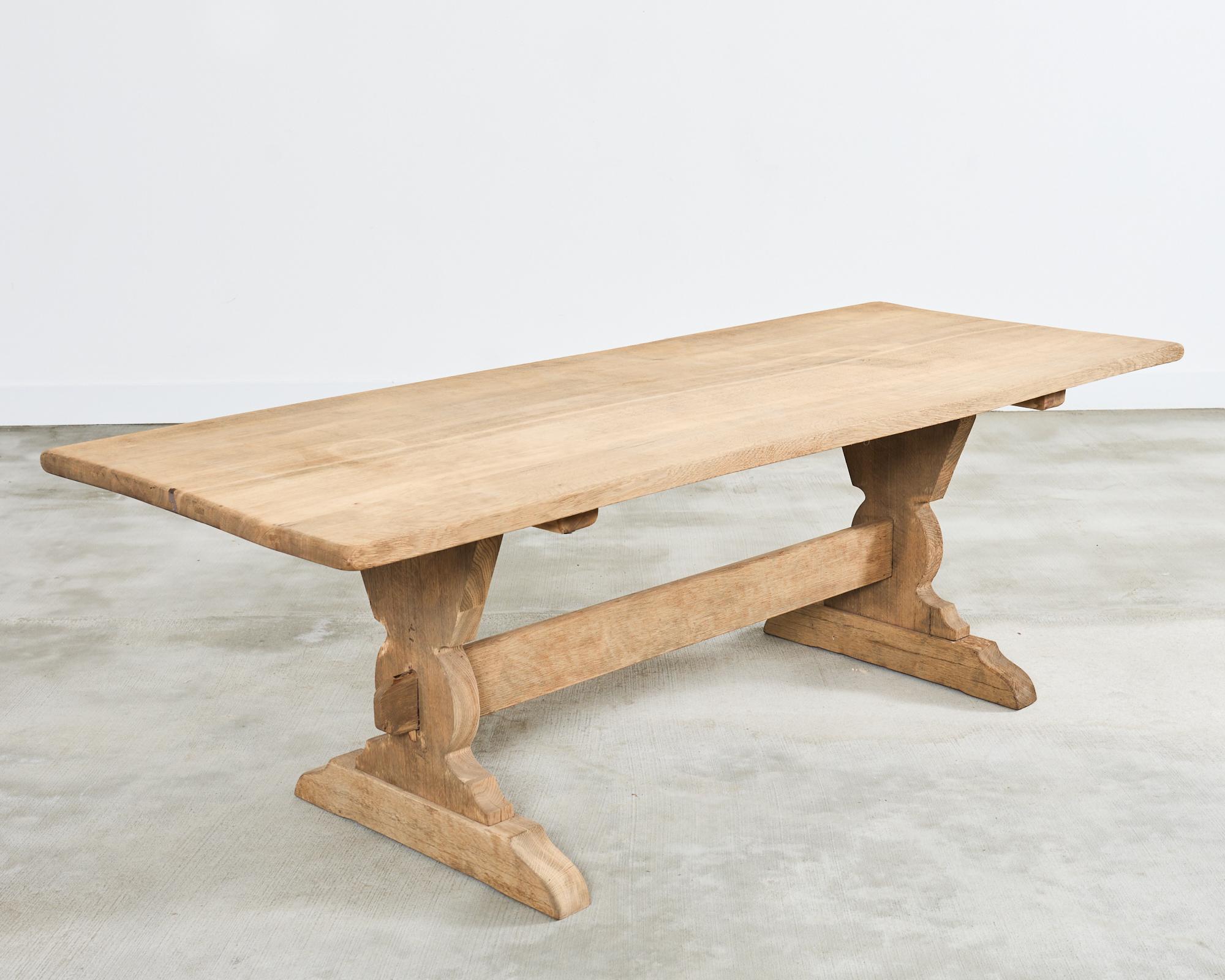 Country French Bleached Oak Farmhouse Trestle Dining Table 14