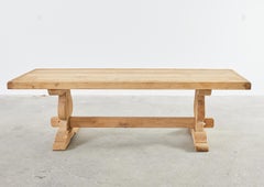 Country French Bleached Oak Farmhouse Trestle Dining Table