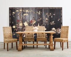 Country French Bleached Oak Farmhouse Trestle Dining Table