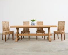 Country French Bleached Oak Farmhouse Trestle Dining Table