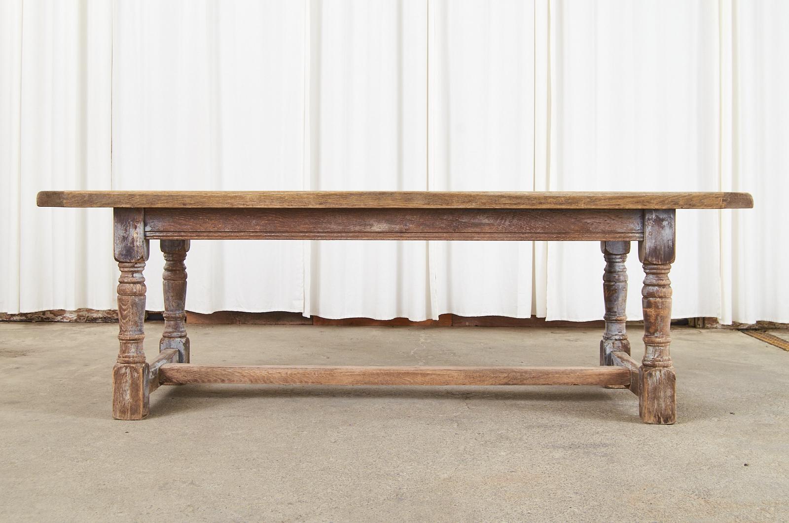 Country French Bleached Oak Farmhouse Trestle Dining Table 14