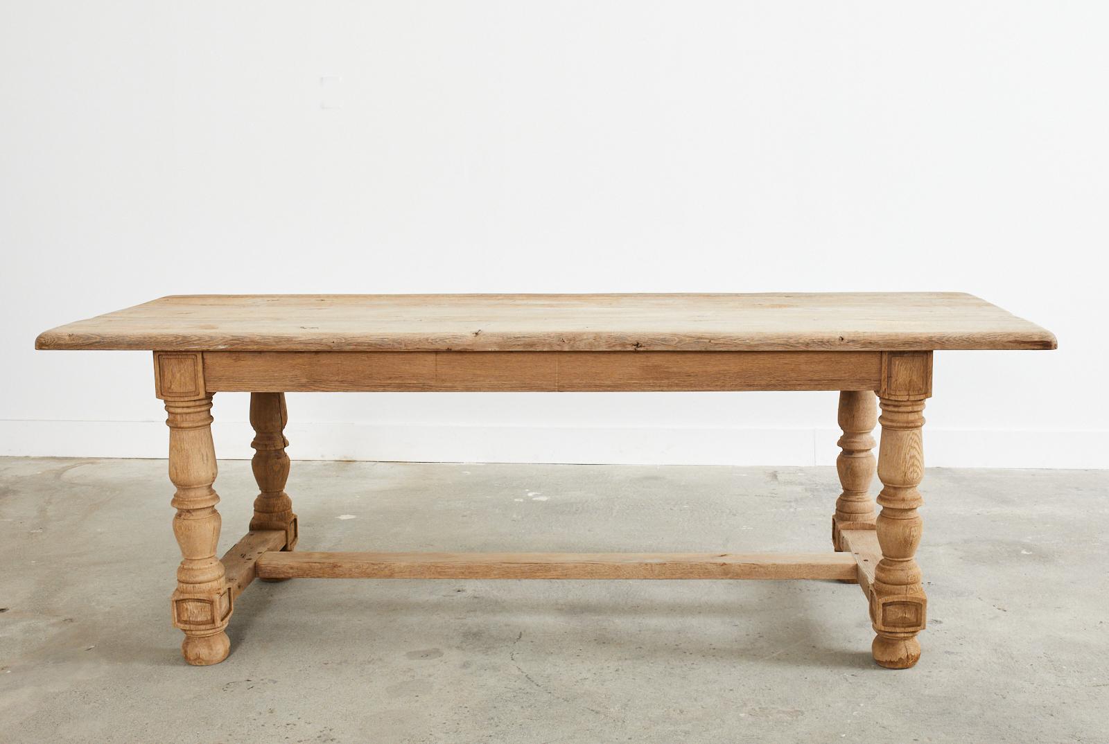 Country French Bleached Oak Farmhouse Trestle Dining Table 16