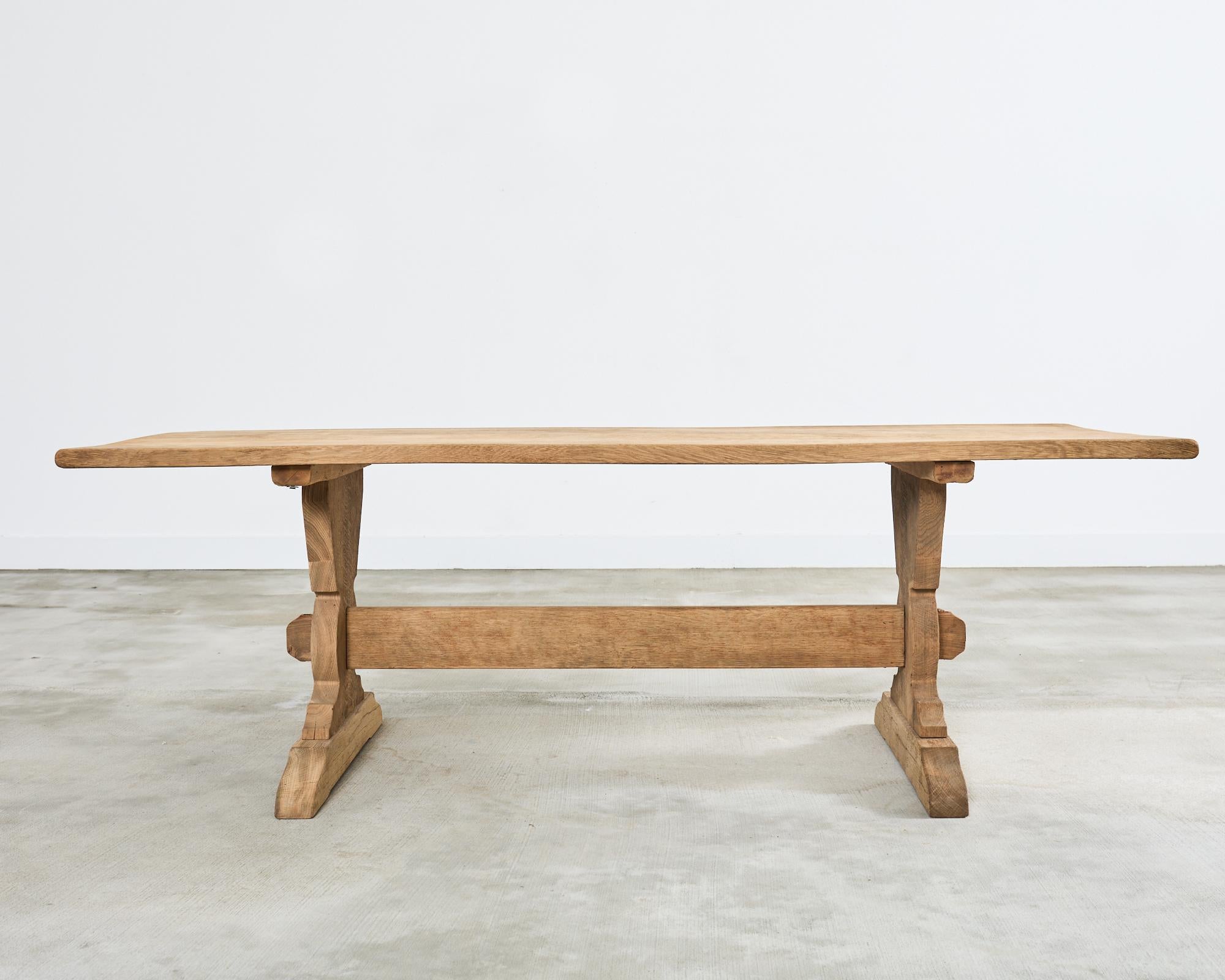 Country French Bleached Oak Farmhouse Trestle Dining Table 15