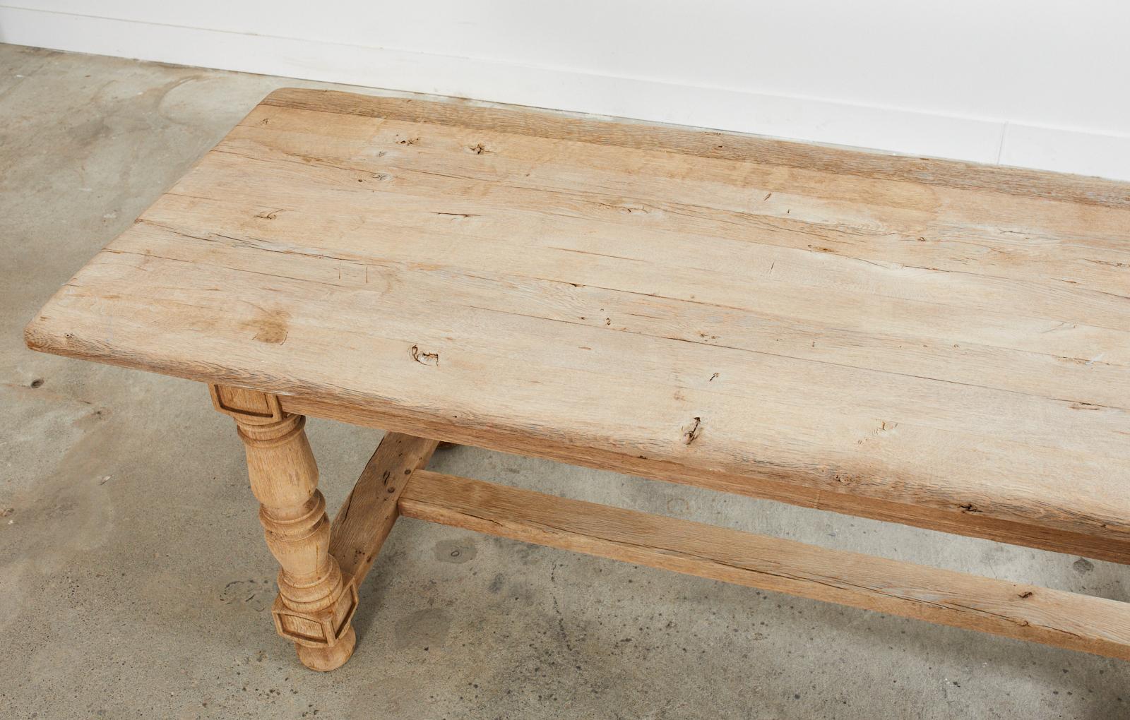 Country French Bleached Oak Farmhouse Trestle Dining Table 1