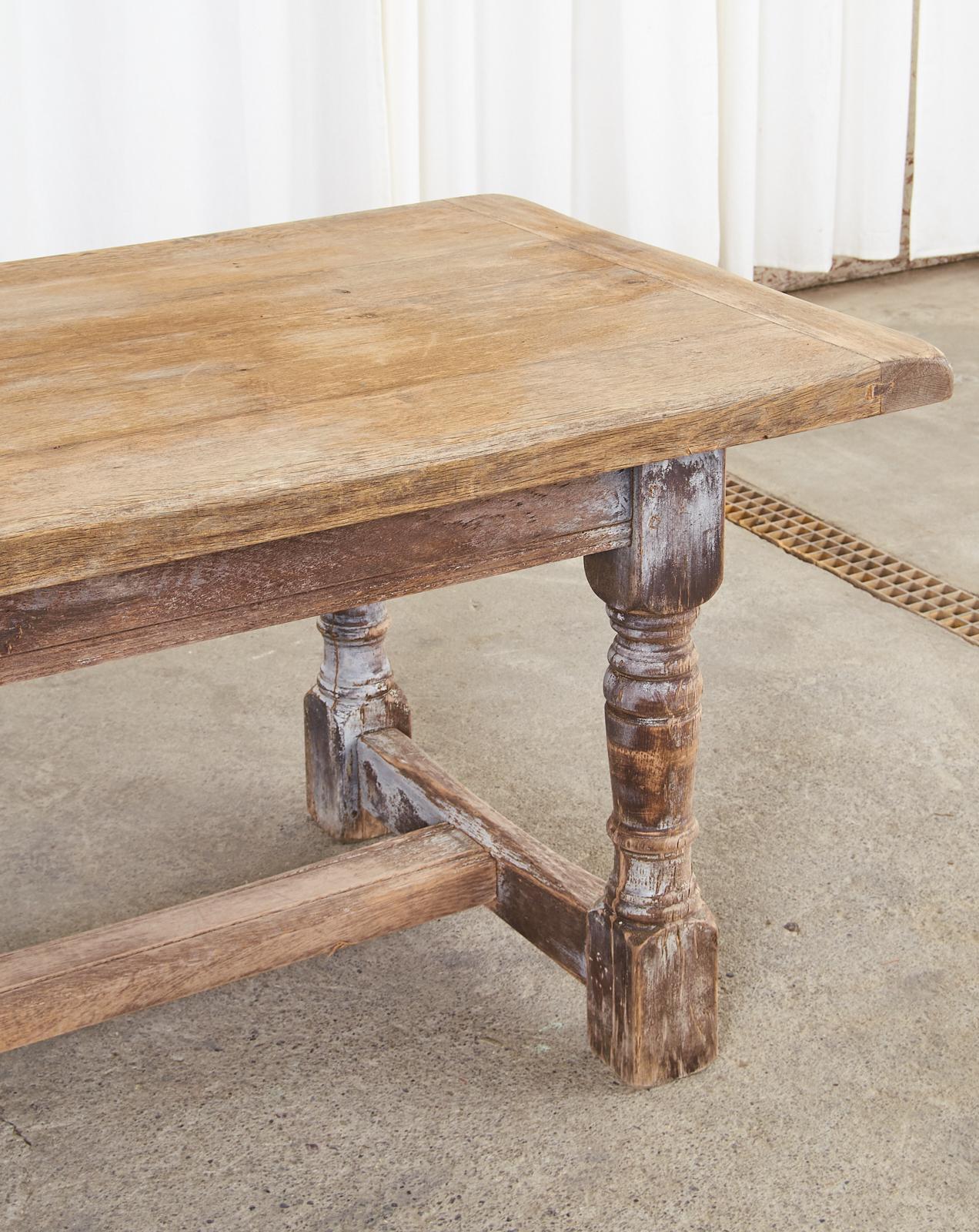 Iron Country French Bleached Oak Farmhouse Trestle Dining Table