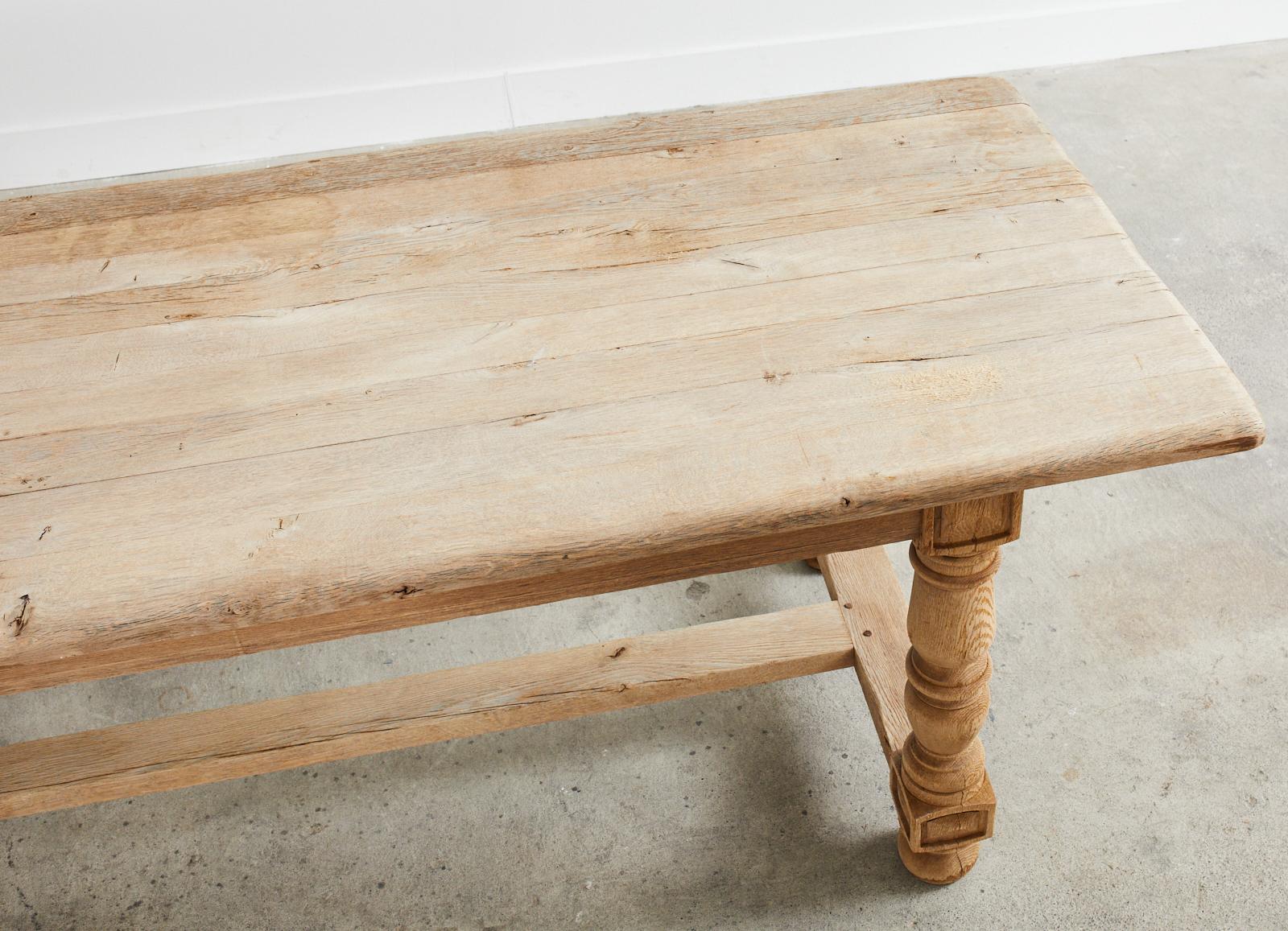 Country French Bleached Oak Farmhouse Trestle Dining Table 2