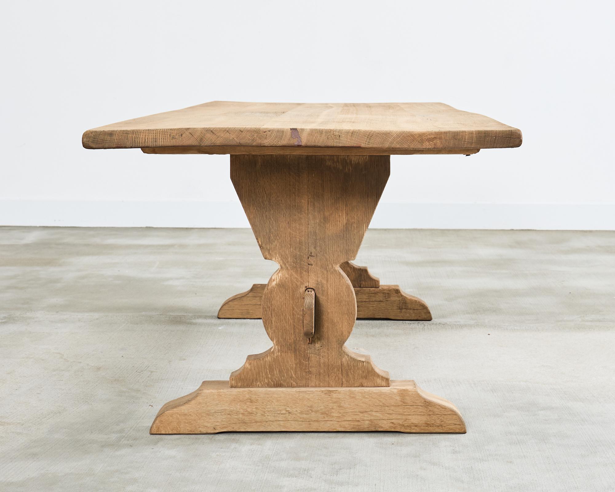 Country French Bleached Oak Farmhouse Trestle Dining Table 1